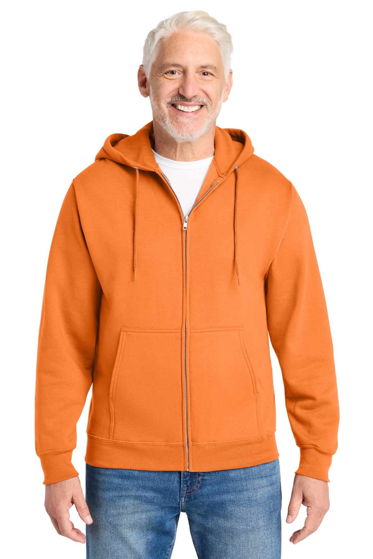 Port & Co Core Fleece Full-Zip Hooded Sweatshirt. PC78ZH in Neon Orange