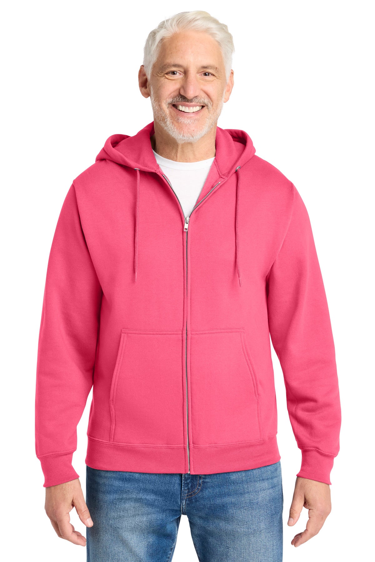 Port & Co Core Fleece Full-Zip Hooded Sweatshirt. PC78ZH in Neon Pink