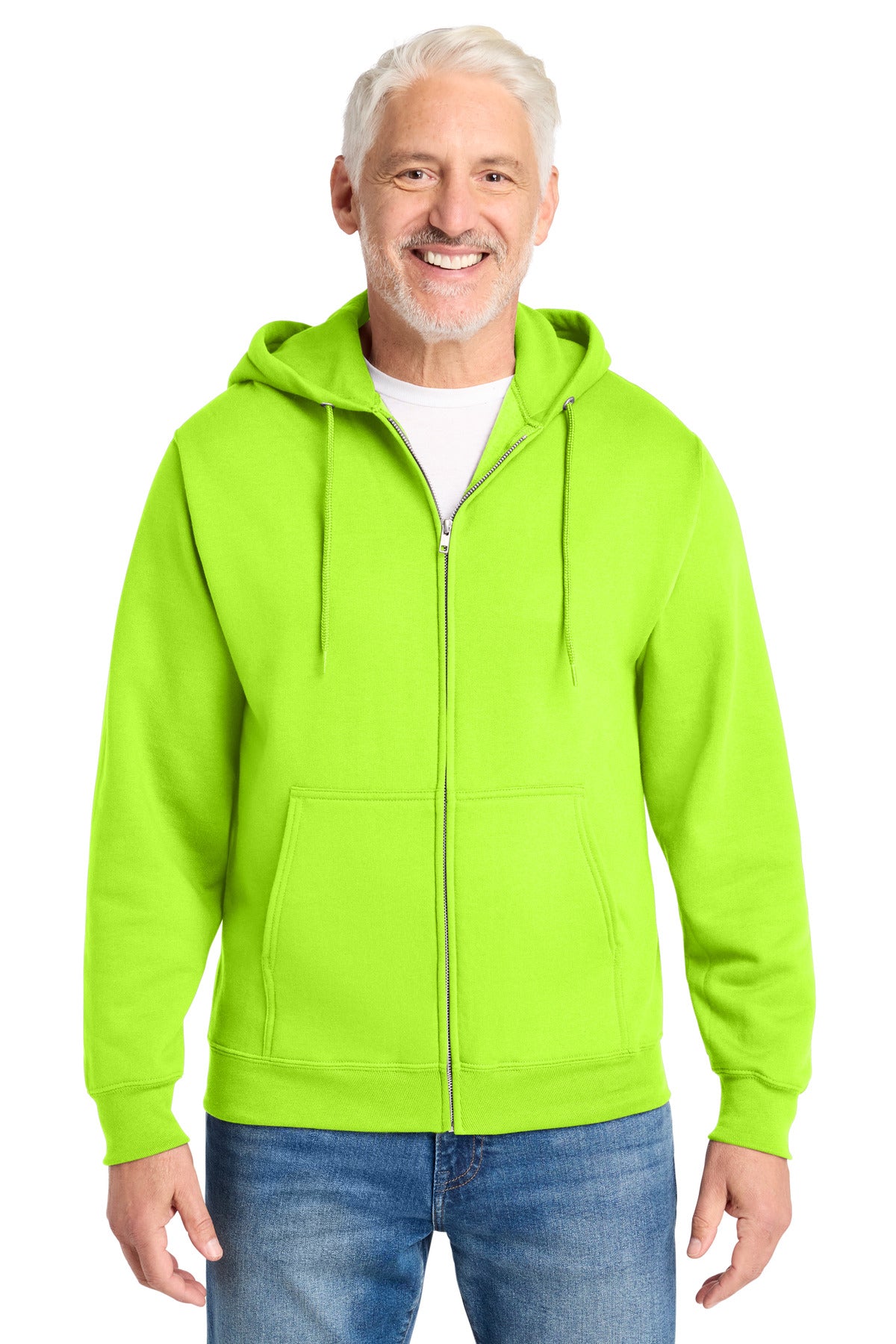 Port & Co Core Fleece Full-Zip Hooded Sweatshirt. PC78ZH in Neon Yellow