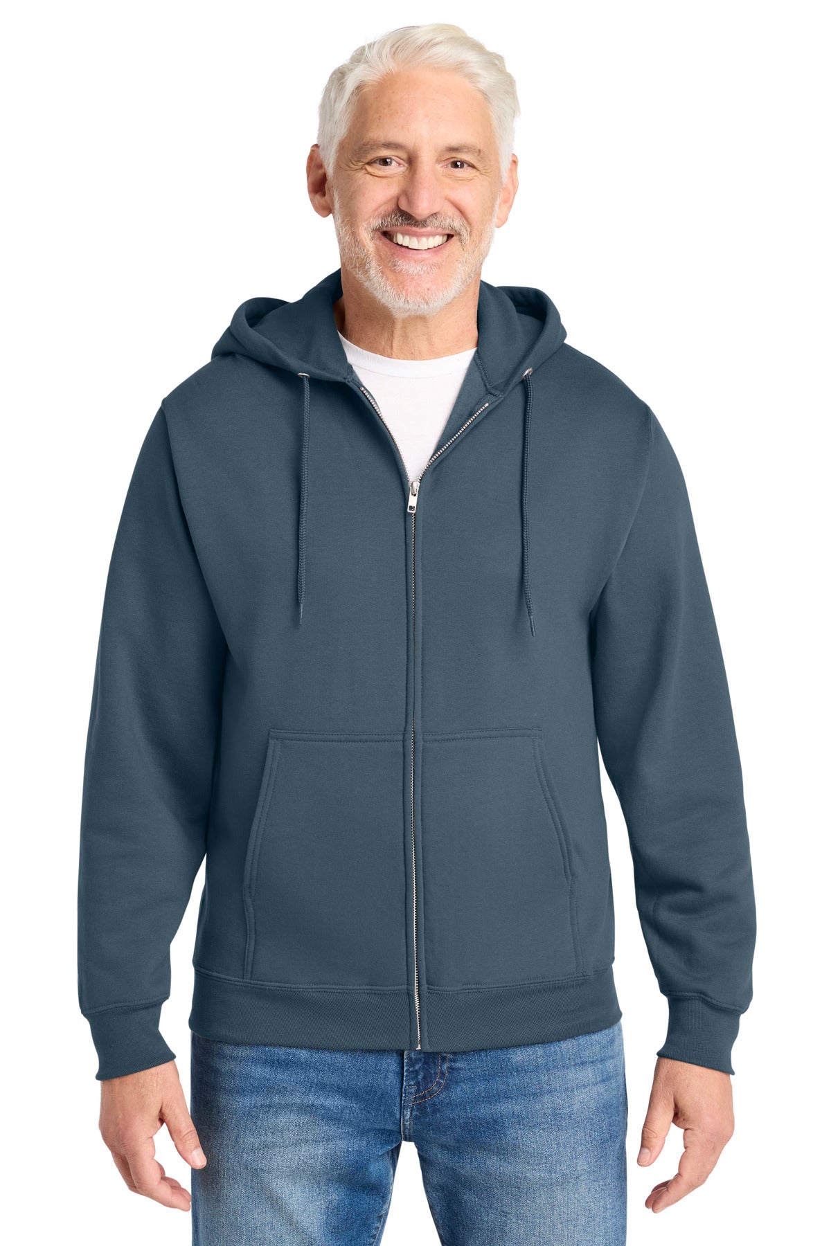 Port & Co Core Fleece Full-Zip Hooded Sweatshirt. PC78ZH in Steel Blue