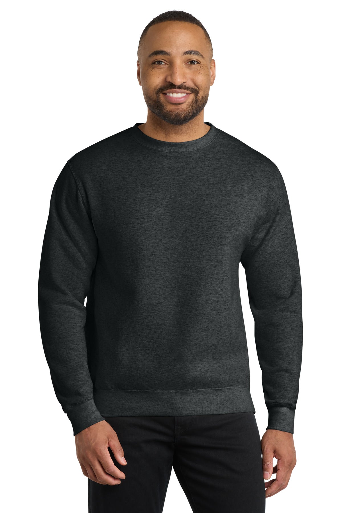 Port & Co Core Fleece Crewneck Sweatshirt. PC78 in Black Heather