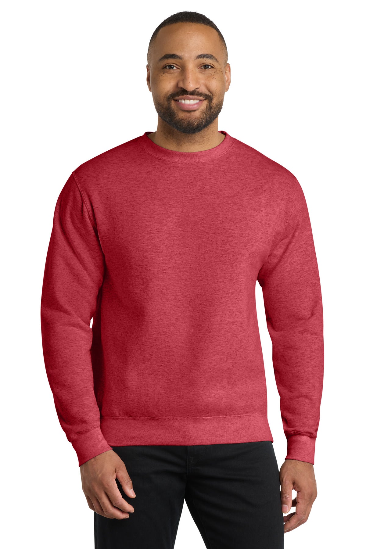 Port & Co Core Fleece Crewneck Sweatshirt. PC78 in Heather Red