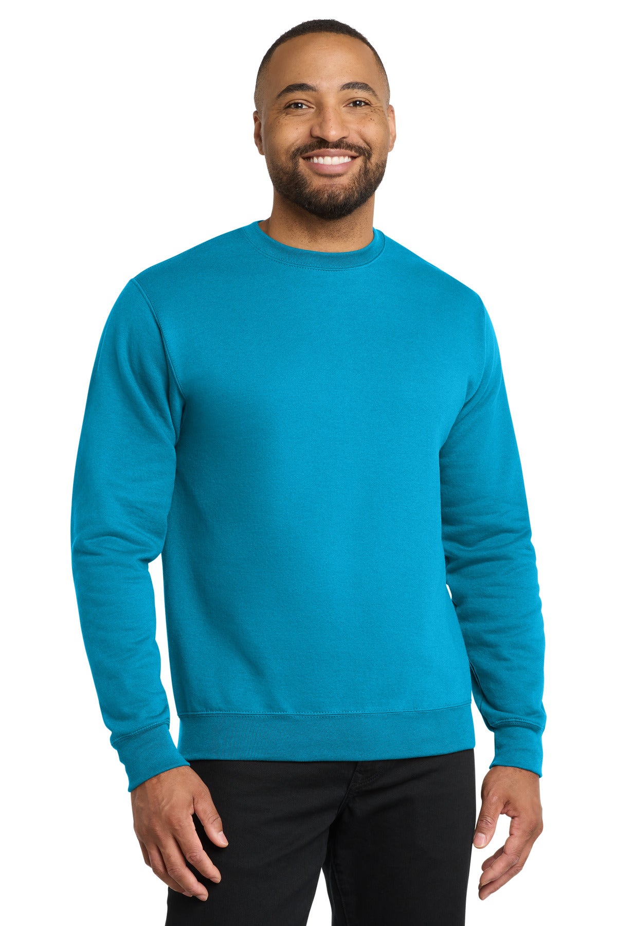 Port & Co Core Fleece Crewneck Sweatshirt. PC78 in Neon Blue