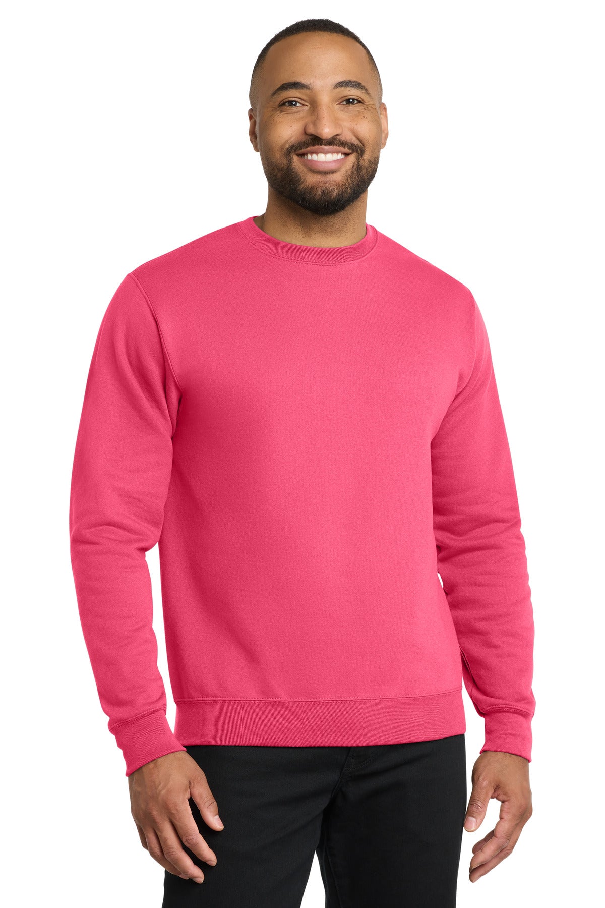 Port & Co Core Fleece Crewneck Sweatshirt. PC78 in Neon Pink