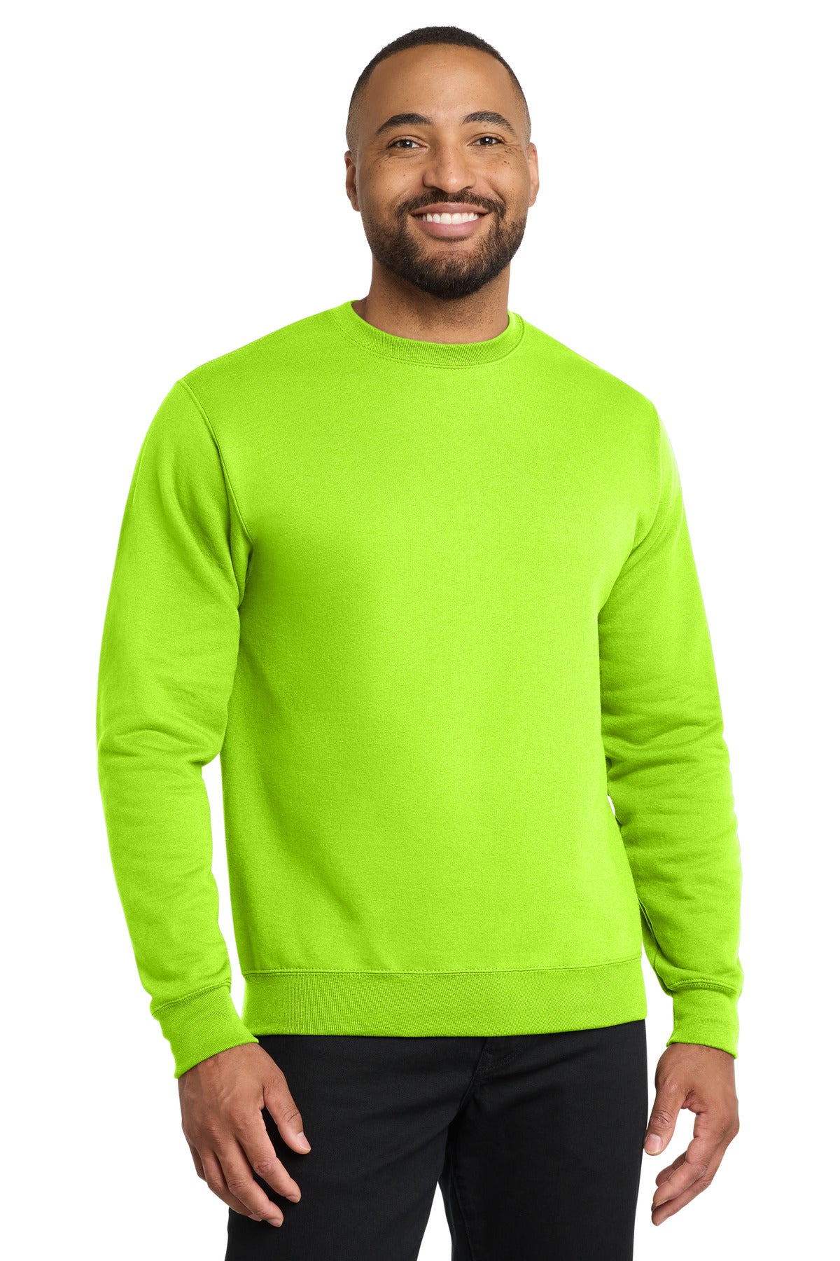 Port & Co Core Fleece Crewneck Sweatshirt. PC78 in Neon Yellow