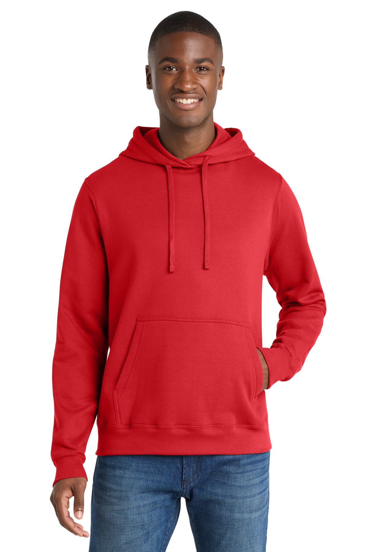 Port & Co Fan Favorite Fleece Pullover Hooded Sweatshirt. PC850H in Bright Red