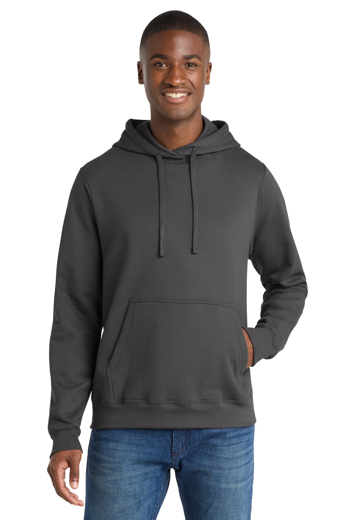 Port & Co Fan Favorite Fleece Pullover Hooded Sweatshirt. PC850H in Charcoal