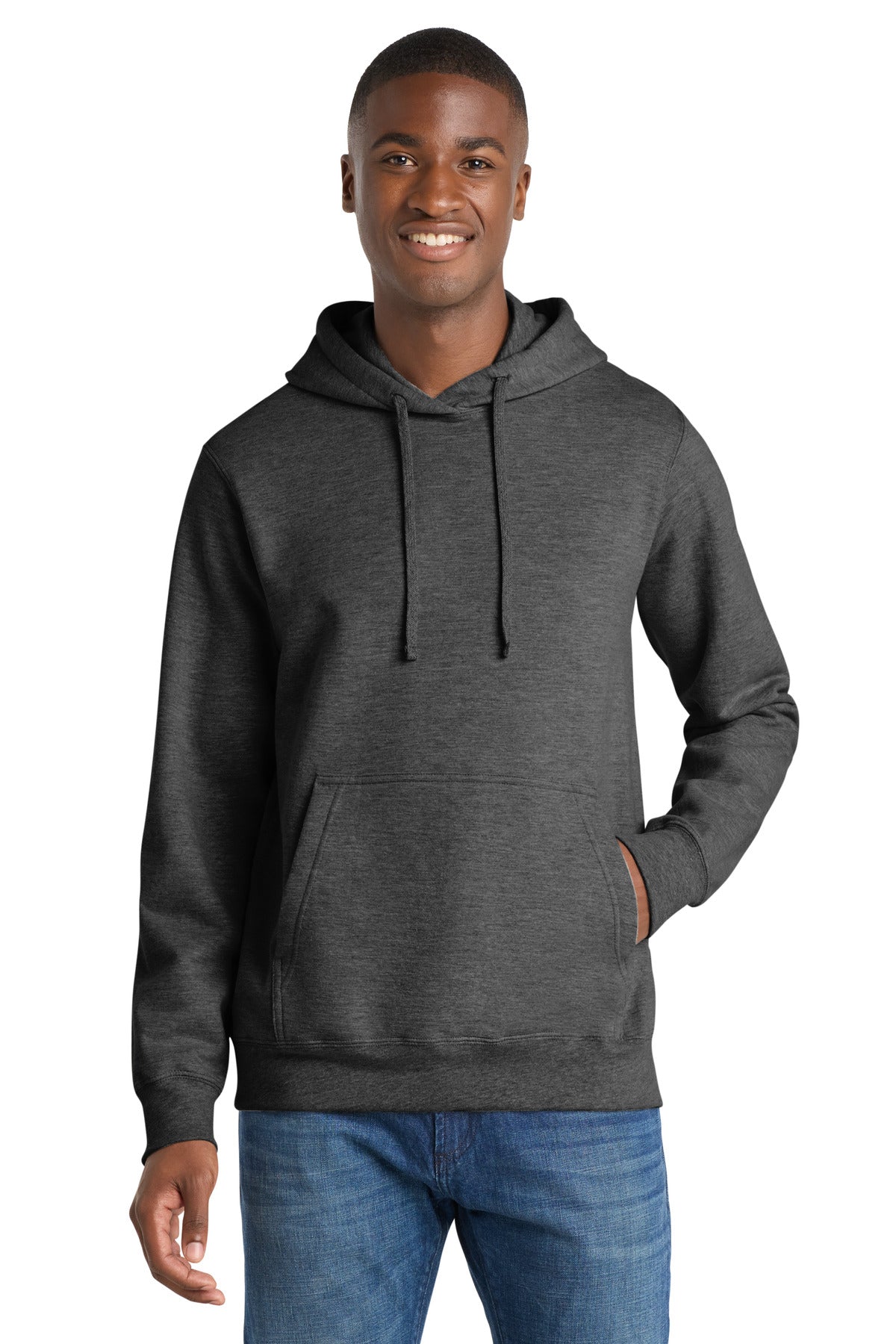 Port & Co Fan Favorite Fleece Pullover Hooded Sweatshirt. PC850H in Dark Heather Grey
