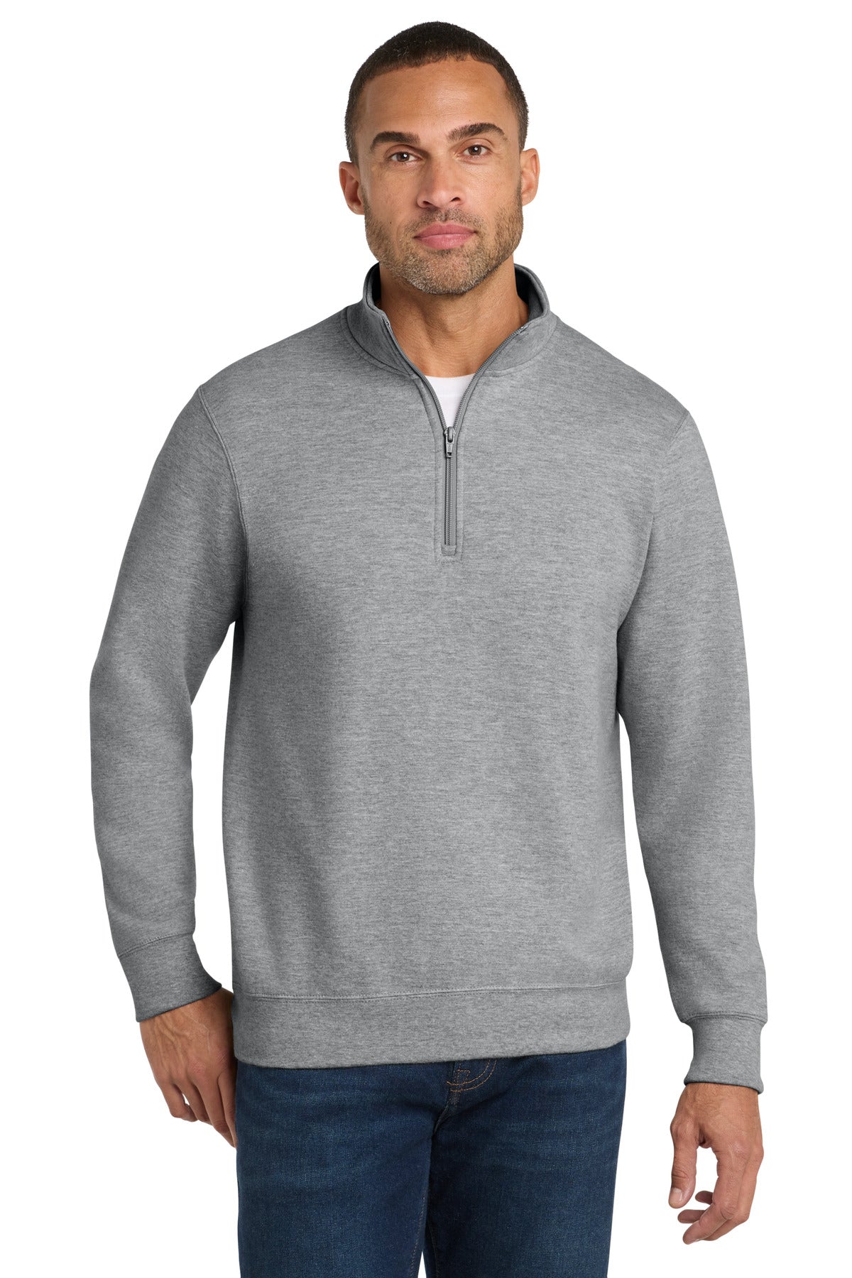 Port & Co Fan Favorite Fleece 1/4-Zip Pullover Sweatshirt. PC850Q in Athletic Heather