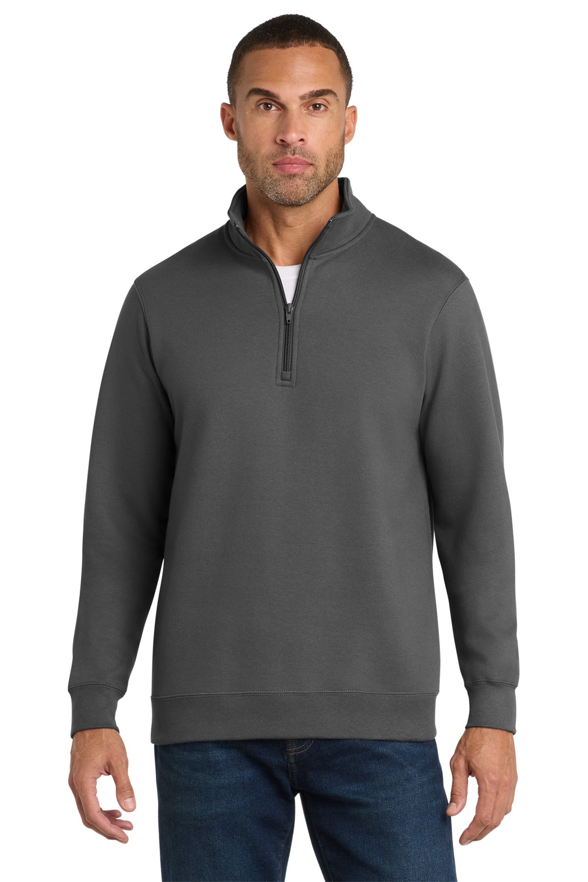Port & Co Fan Favorite Fleece 1/4-Zip Pullover Sweatshirt. PC850Q in Charcoal
