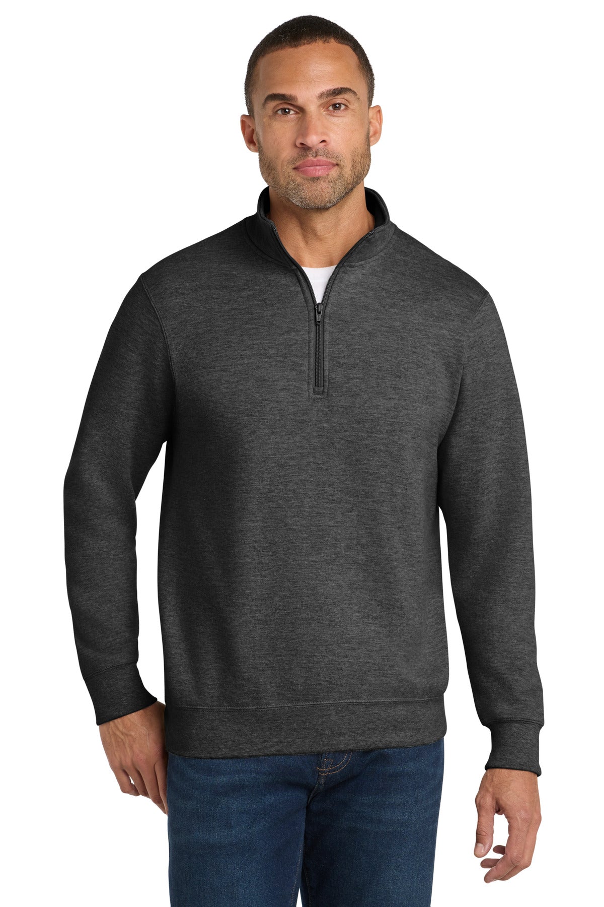 Port & Co Fan Favorite Fleece 1/4-Zip Pullover Sweatshirt. PC850Q in Dark Heather Grey