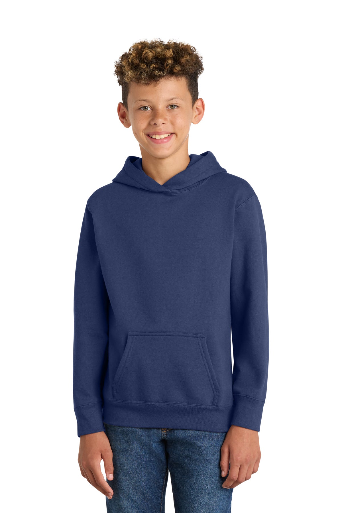 Port & Co Youth Fan Favorite Fleece Pullover Hooded Sweatshirt. PC850YH in Team Navy