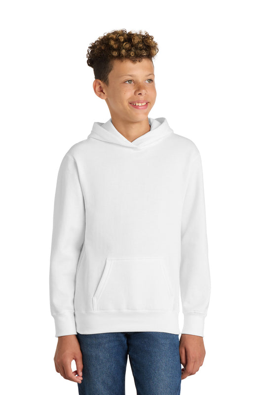 Port & Co Youth Fan Favorite Fleece Pullover Hooded Sweatshirt. PC850YH in White