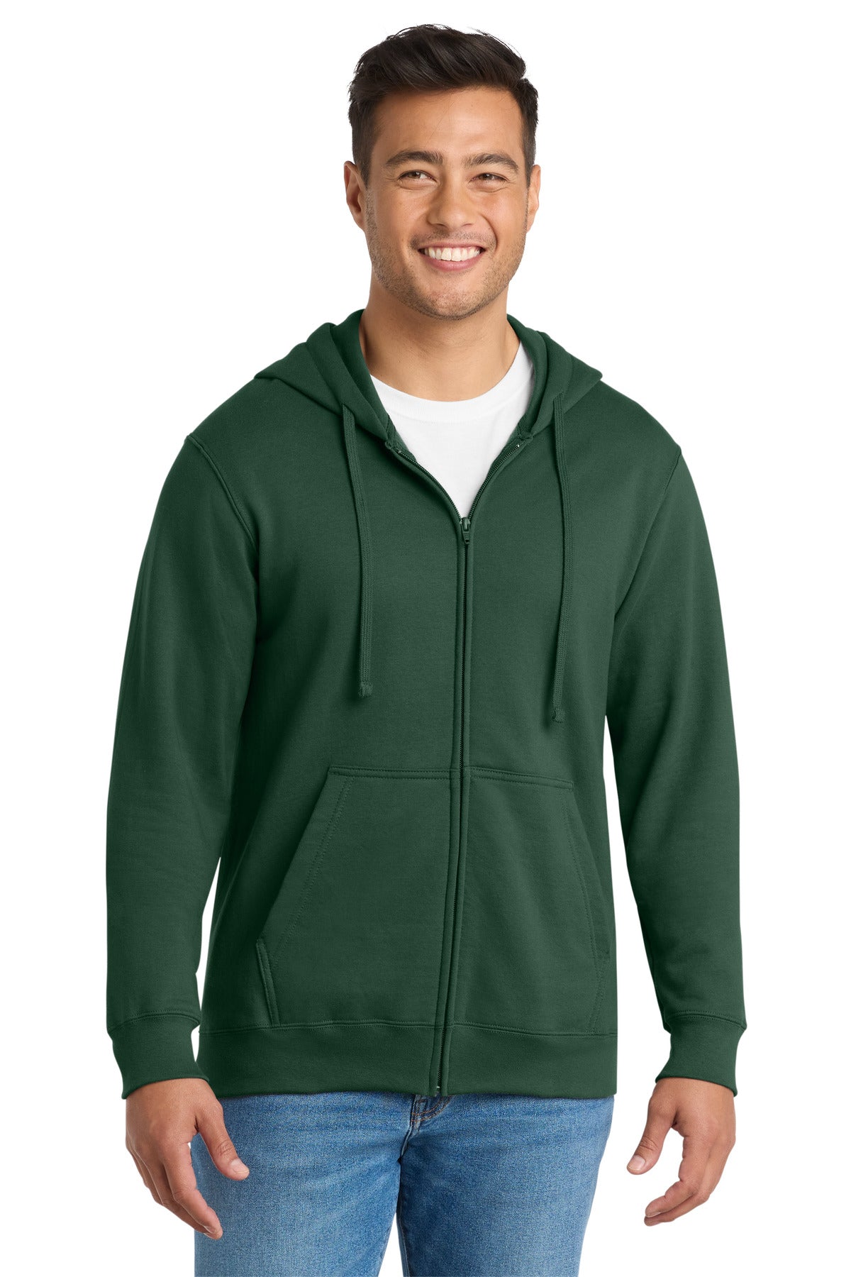 Port & Co Fan Favorite Fleece Full-Zip Hooded Sweatshirt. PC850ZH in Forest Green