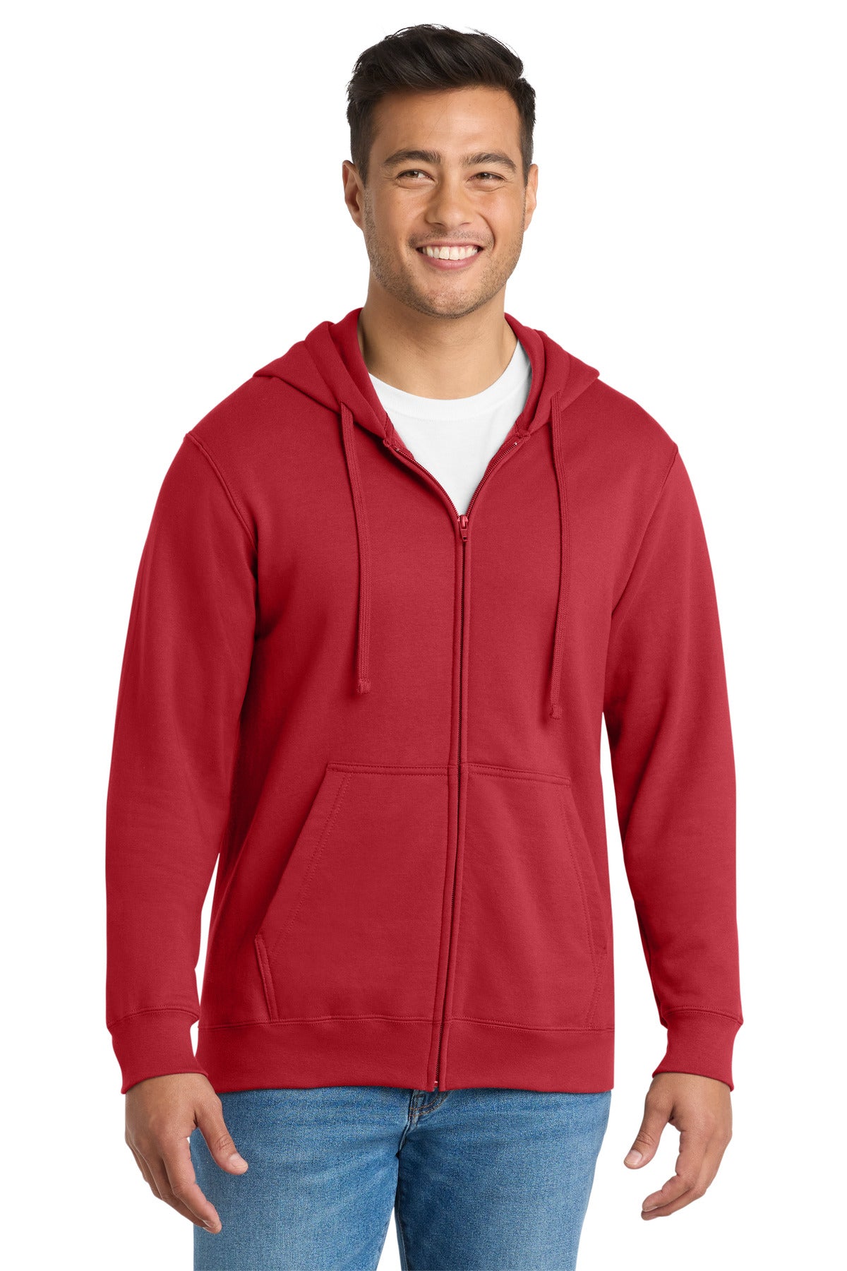 Port & Co Fan Favorite Fleece Full-Zip Hooded Sweatshirt. PC850ZH in Team Cardinal