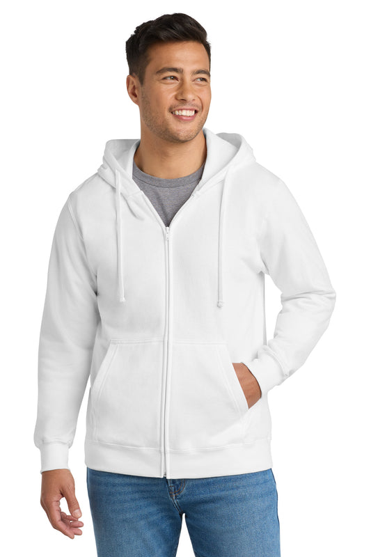 Port & Co Fan Favorite Fleece Full-Zip Hooded Sweatshirt. PC850ZH in White