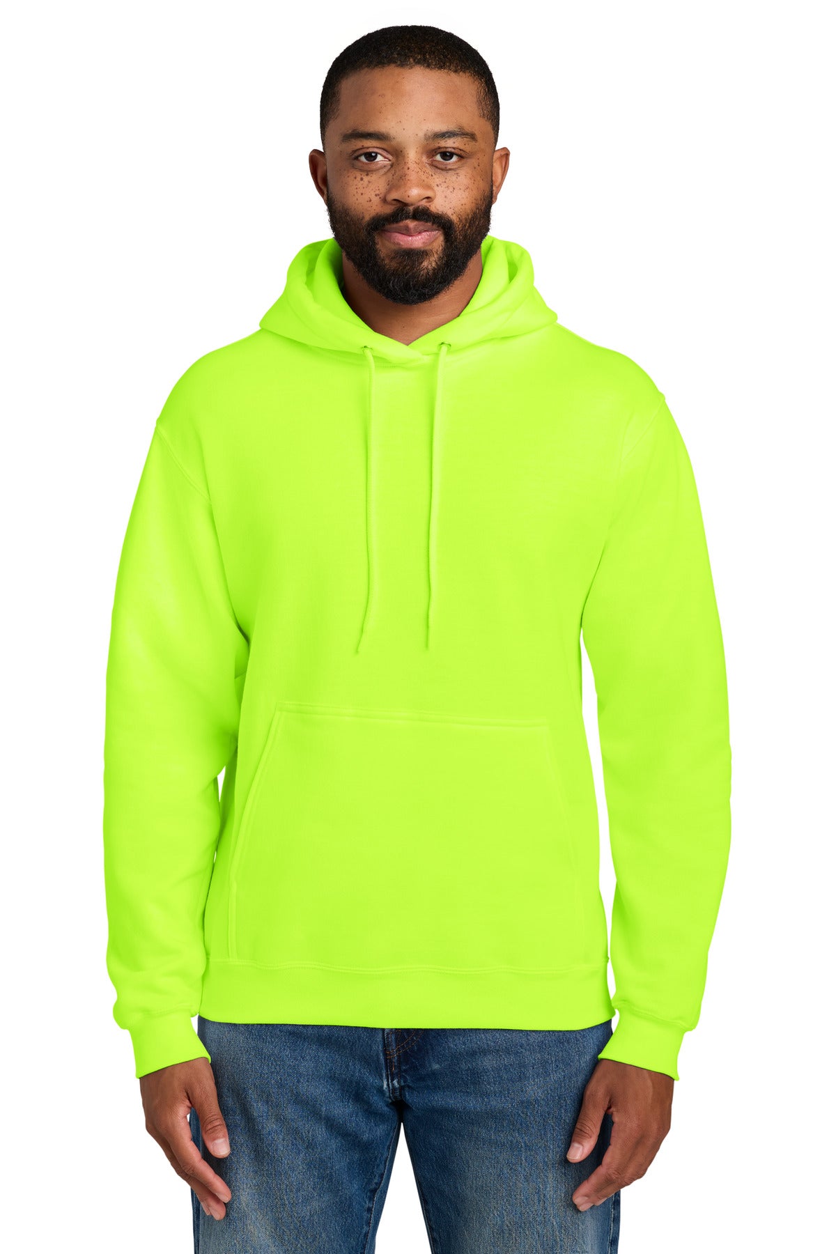 Port & Co Tall Essential Fleece Pullover Hooded Sweatshirt. PC90HT in Safety Green