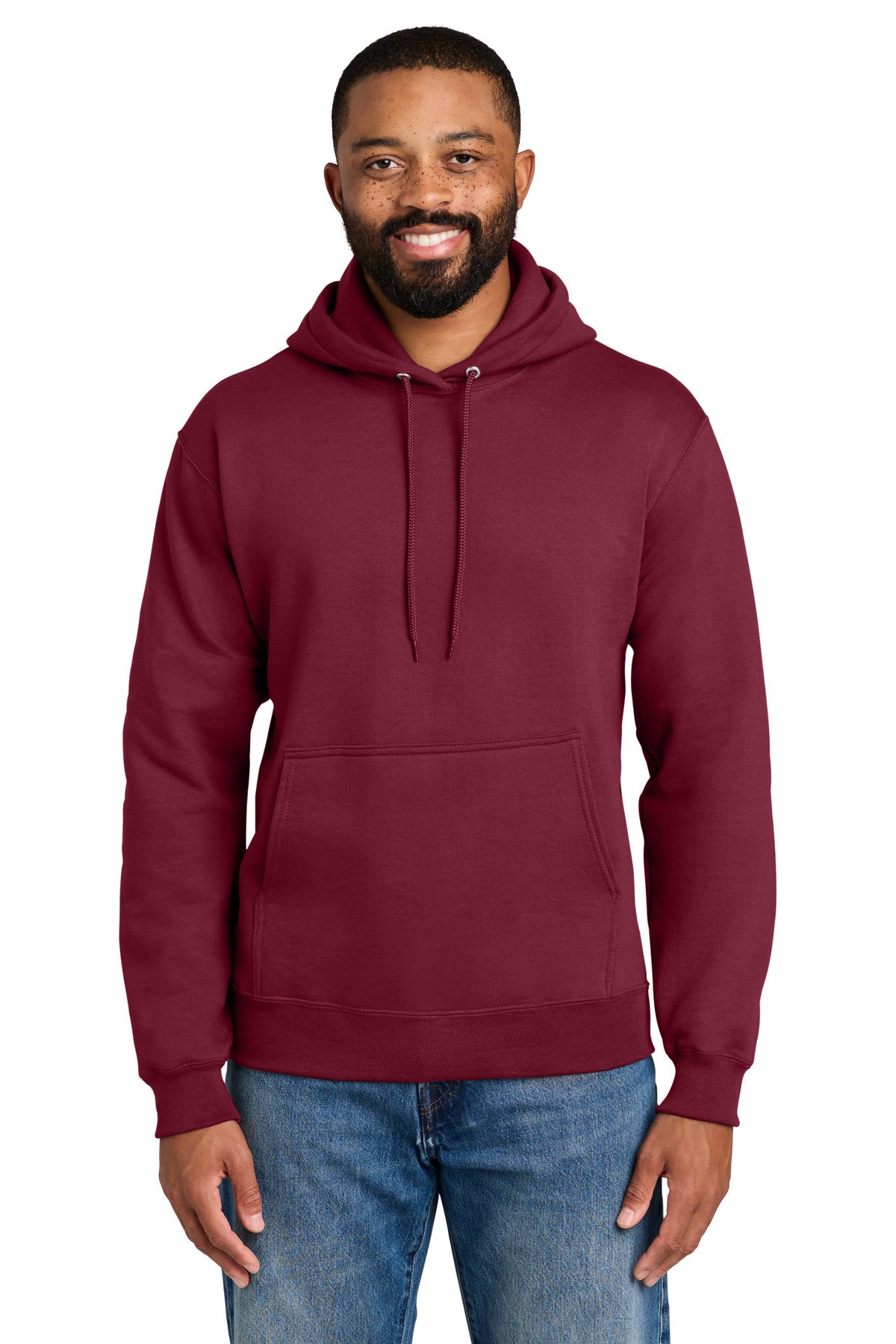 Port & Co Essential Fleece Pullover Hooded Sweatshirt.  PC90H in Cardinal