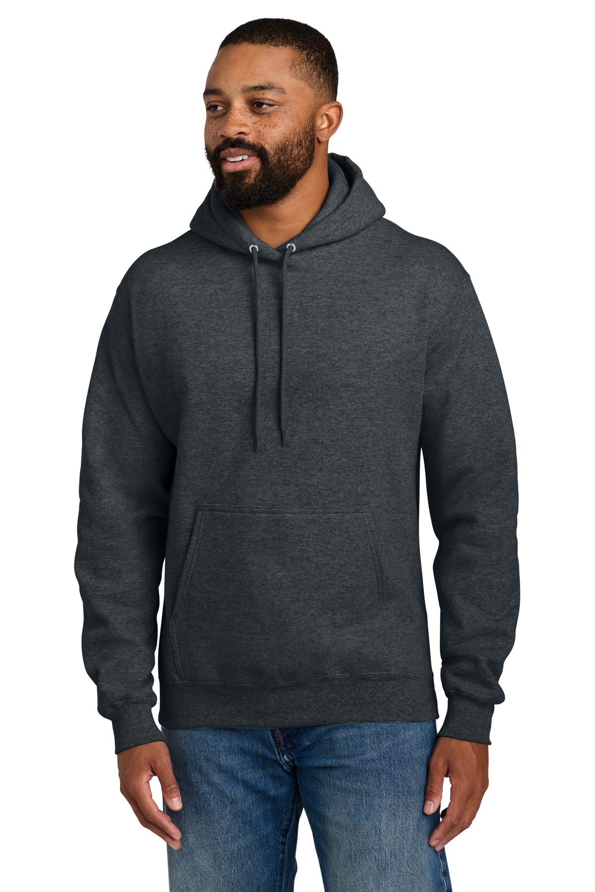 Port & Co Essential Fleece Pullover Hooded Sweatshirt.  PC90H in Dark Heather Grey
