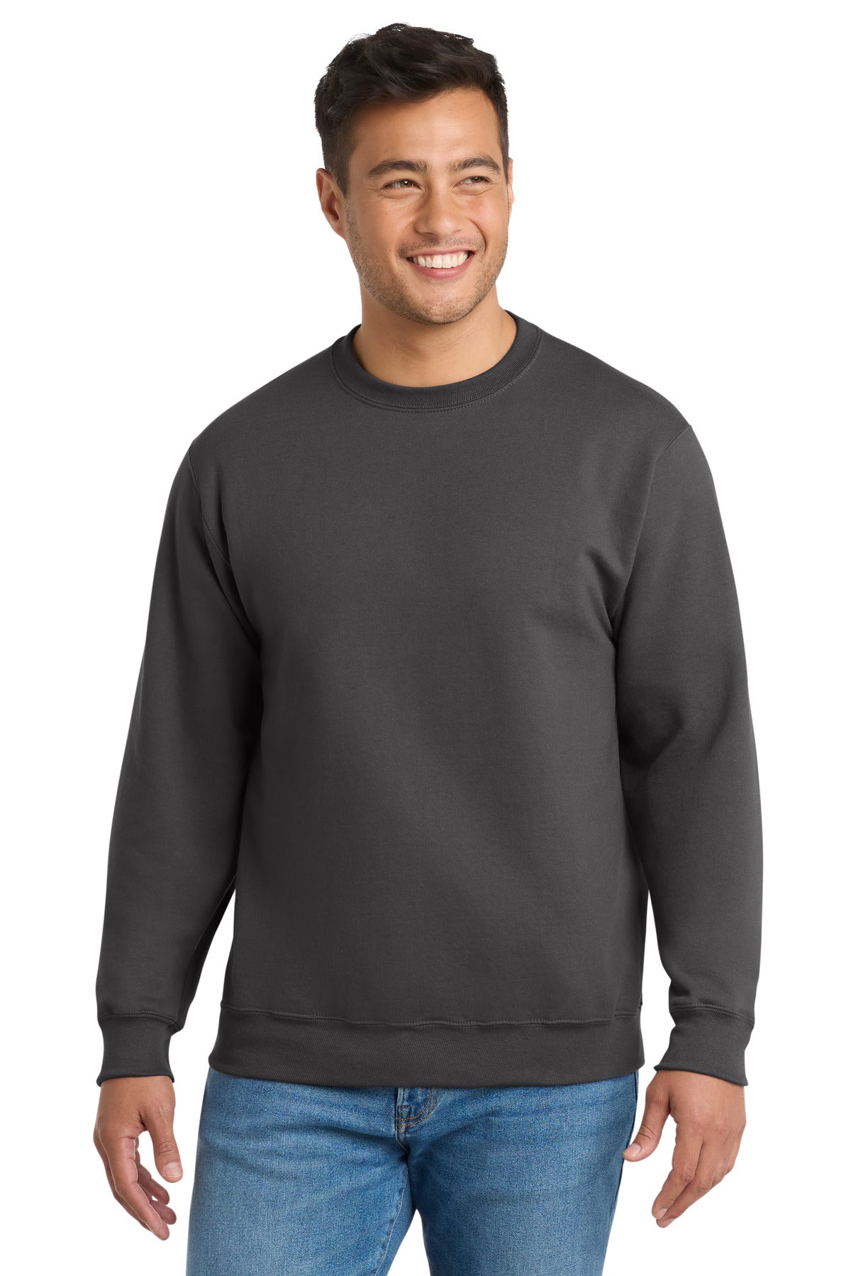 Port & Co Tall Essential Fleece Crewneck Sweatshirt. PC90T in Charcoal