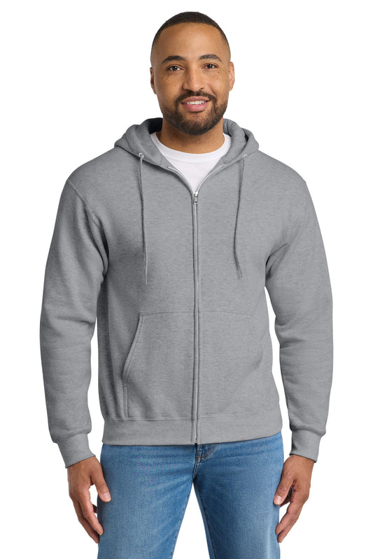 Port & Co Essential Fleece Full-Zip Hooded Sweatshirt.  PC90ZH in Athletic Heather