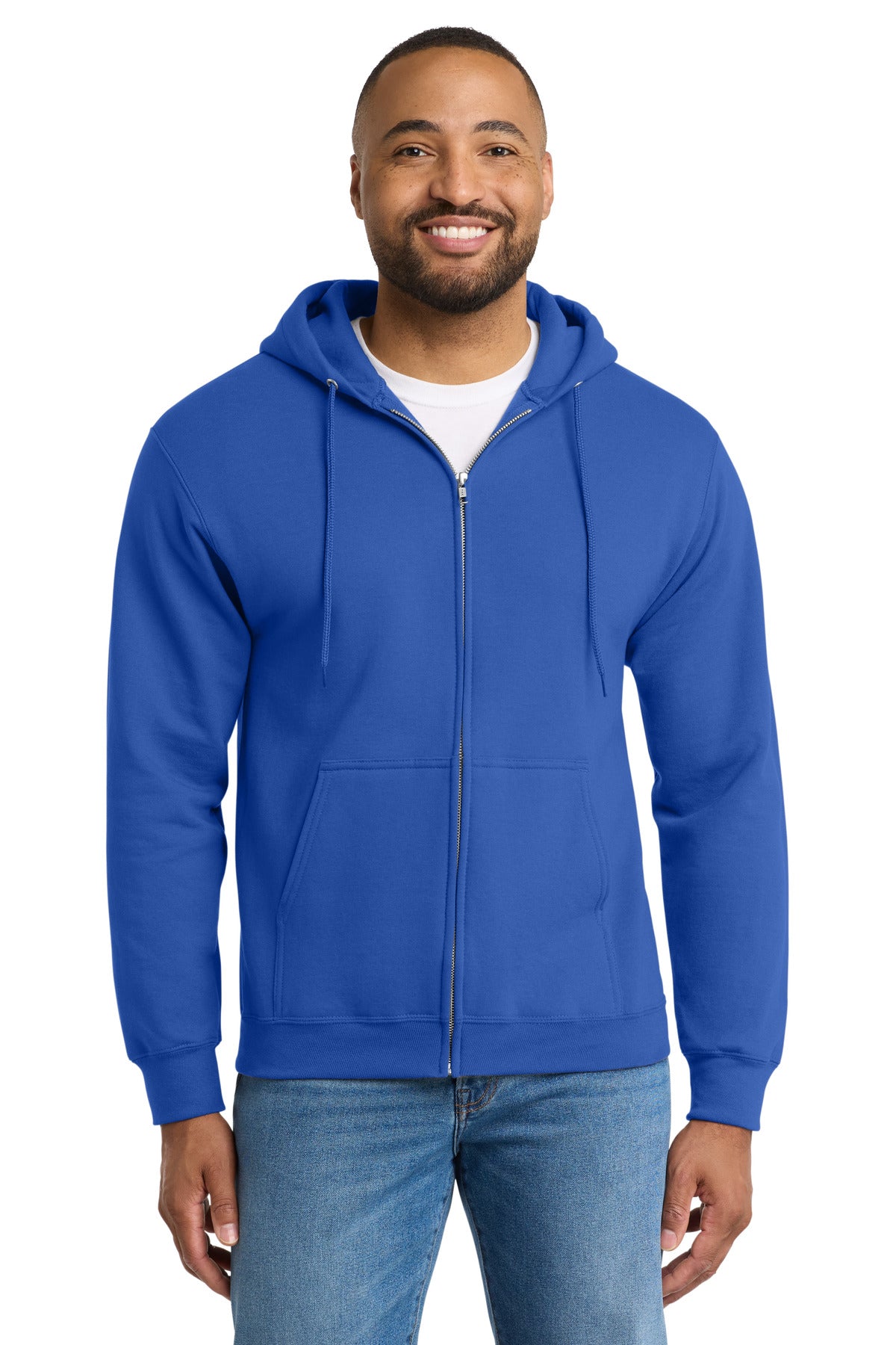 Port & Co Essential Fleece Full-Zip Hooded Sweatshirt.  PC90ZH in Royal
