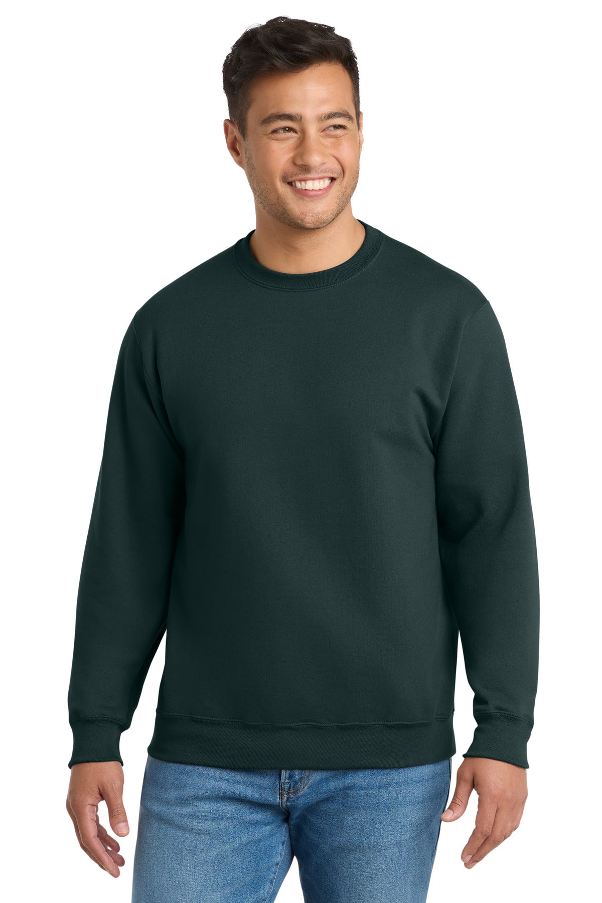 Port & Co Essential Fleece Crewneck Sweatshirt.  PC90 in Dark Green