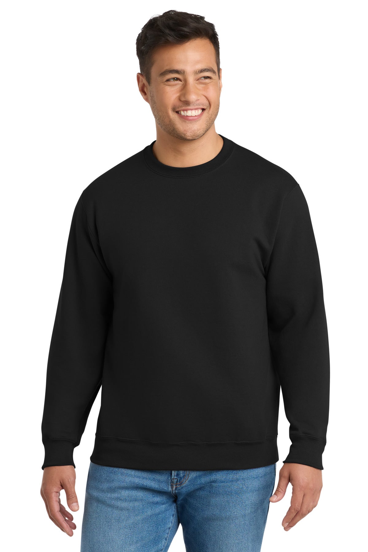 Port & Co Essential Fleece Crewneck Sweatshirt.  PC90 in Jet Black