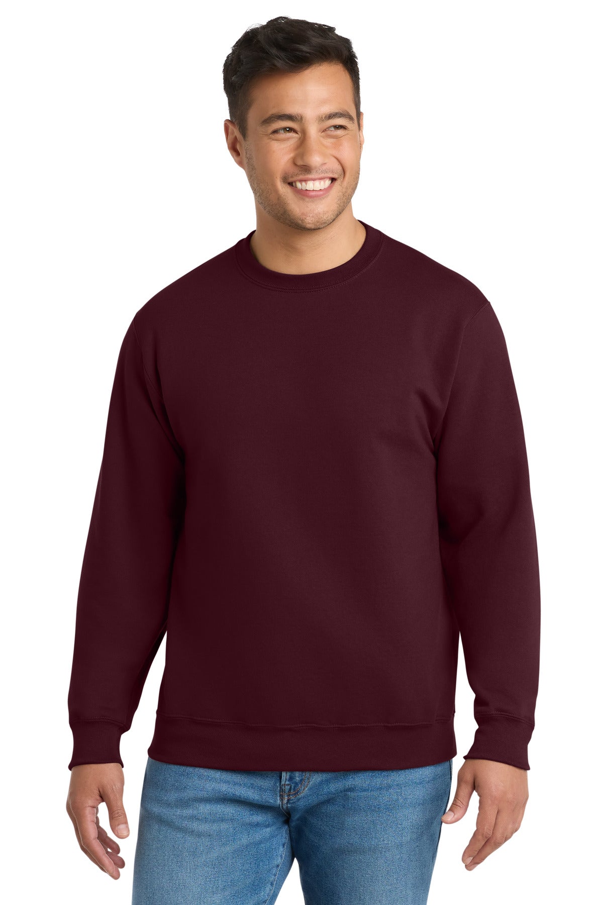 Port & Co Essential Fleece Crewneck Sweatshirt.  PC90 in Maroon