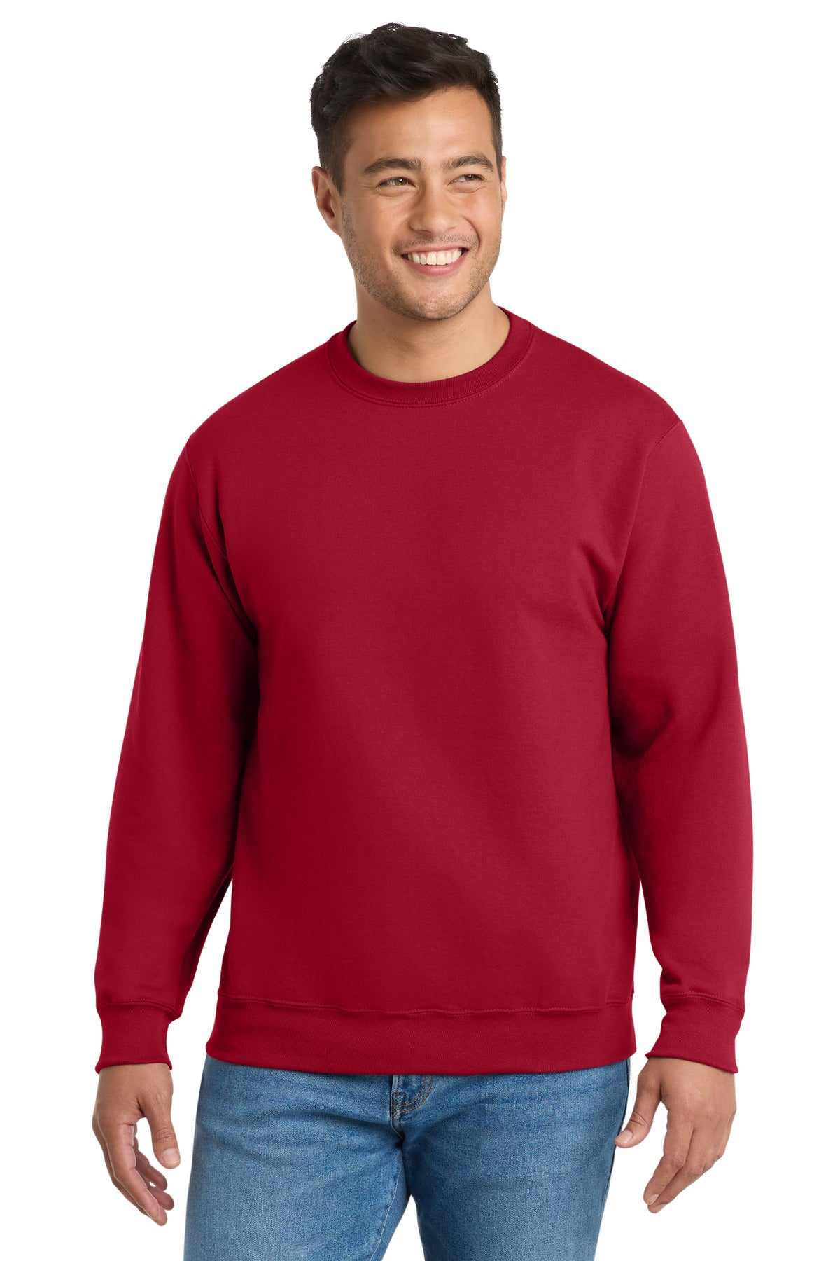 Port & Co Essential Fleece Crewneck Sweatshirt.  PC90 in Red