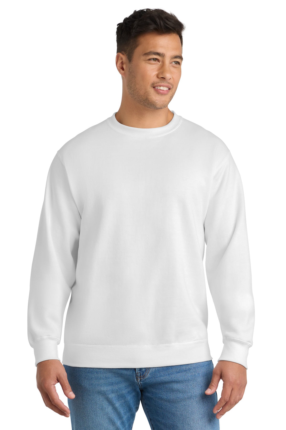 Port & Co Essential Fleece Crewneck Sweatshirt.  PC90 in White