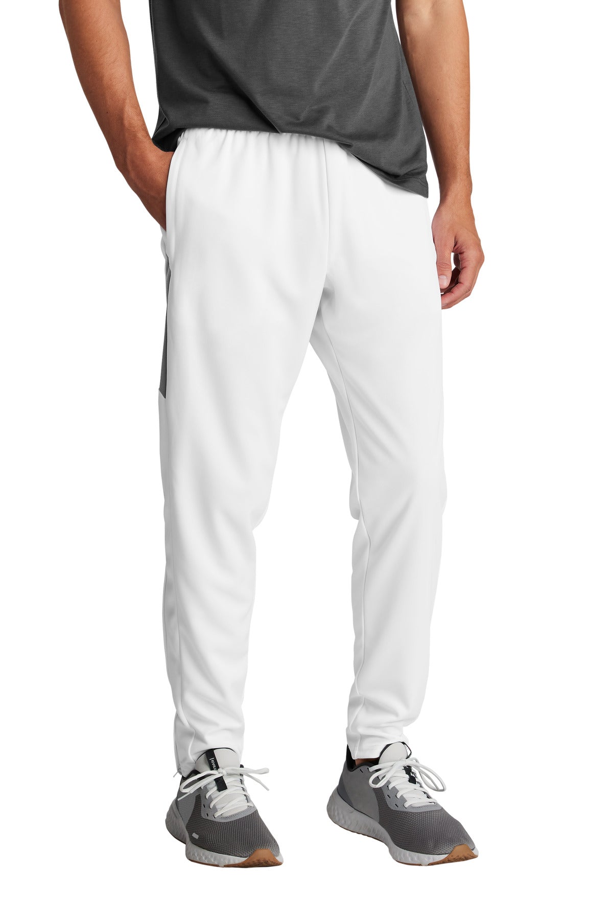 Sport-Tek Travel Pant PST800 in White/ Iron Grey