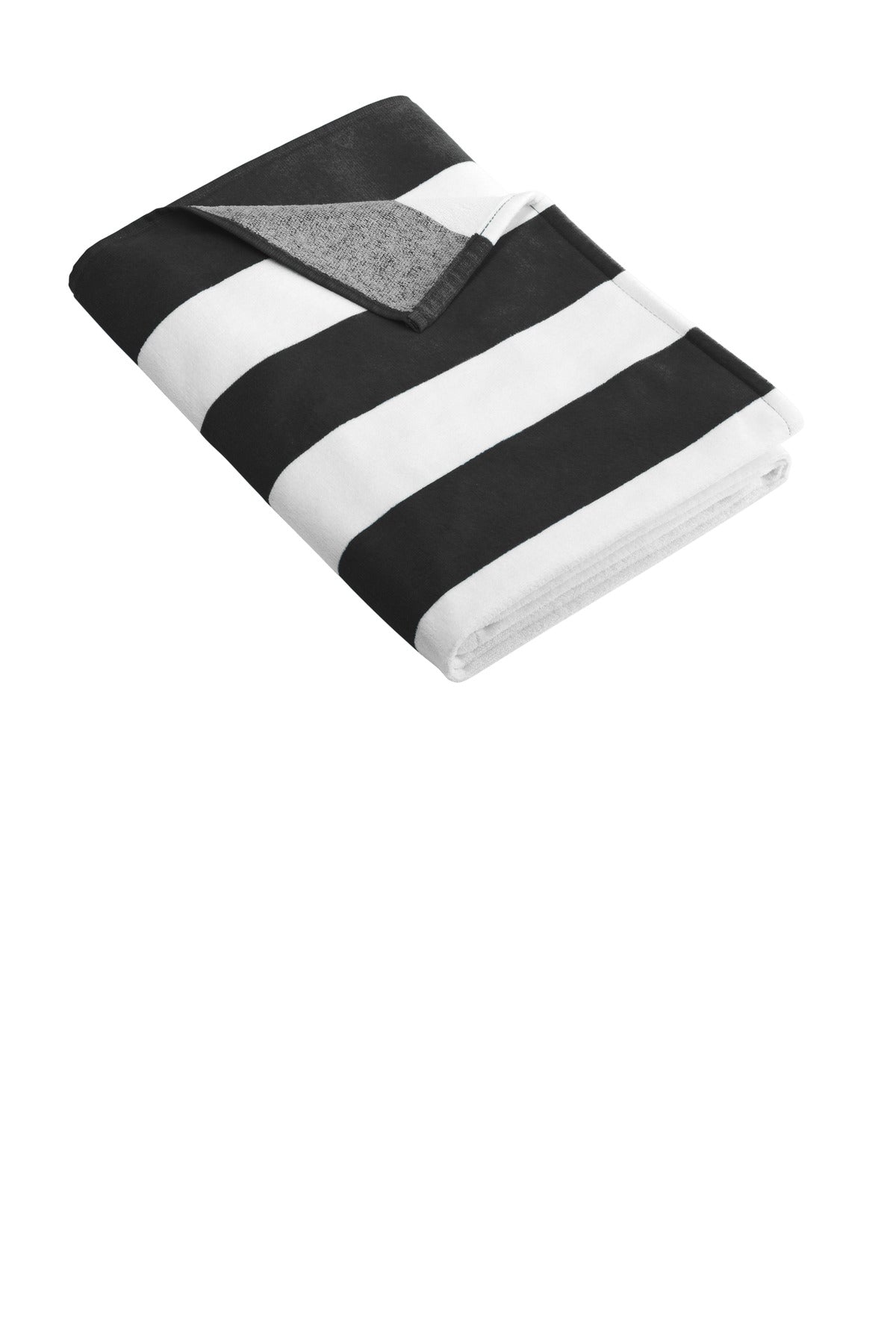 Port Authority Cabana Stripe Beach Towel. PT43 in Black