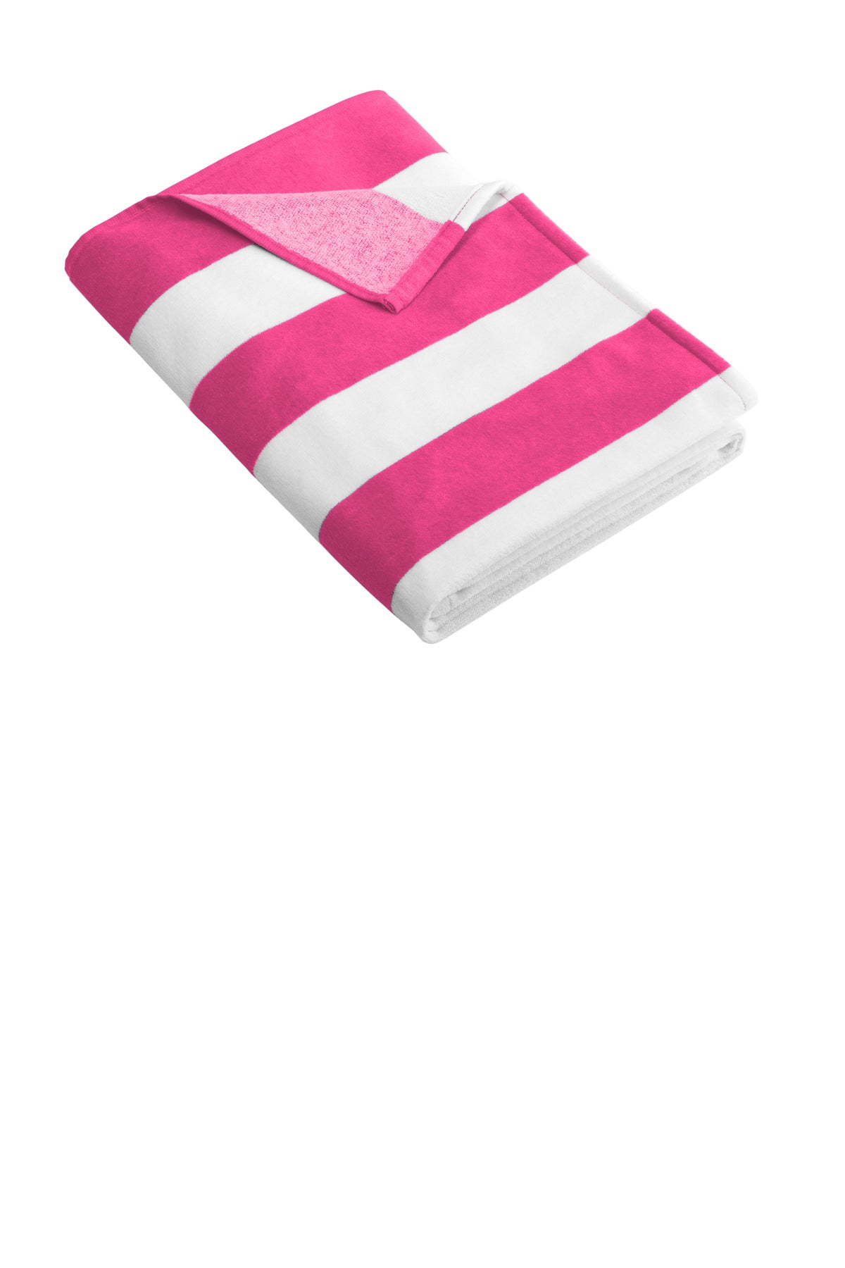 Port Authority Cabana Stripe Beach Towel. PT43 in Tropical Pink