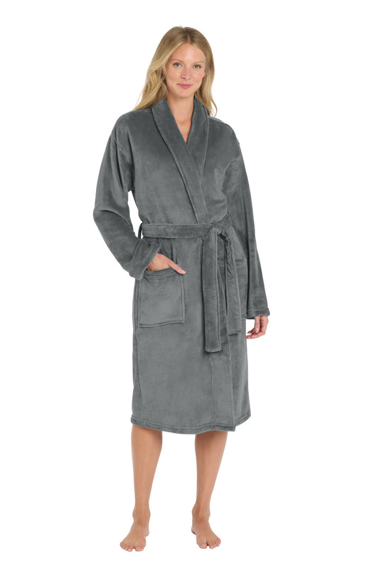 Port Authority Plush Microfleece Shawl Collar Robe. R102 in Deep Smoke