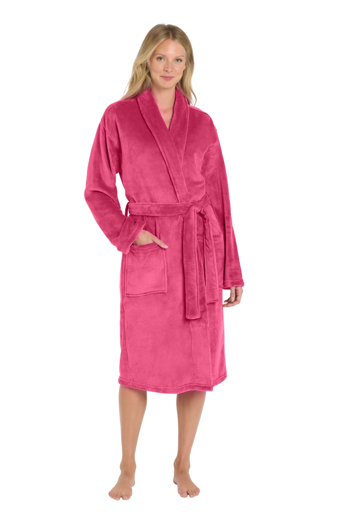 Port Authority Plush Microfleece Shawl Collar Robe. R102 in Pink Raspberry