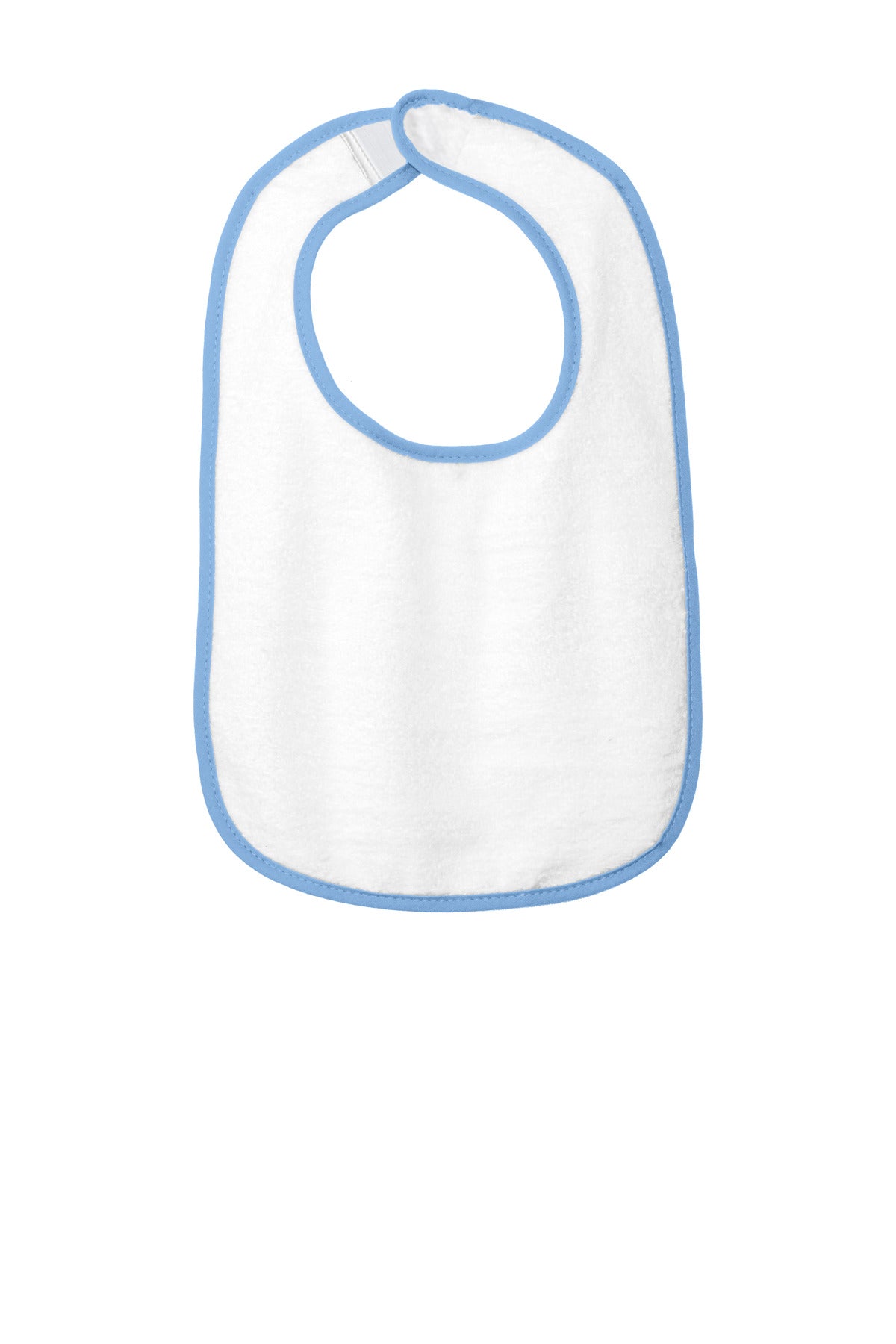 Rabbit Skins Infant Contrast Trim Terry Bib. RS1003 in Light Blue