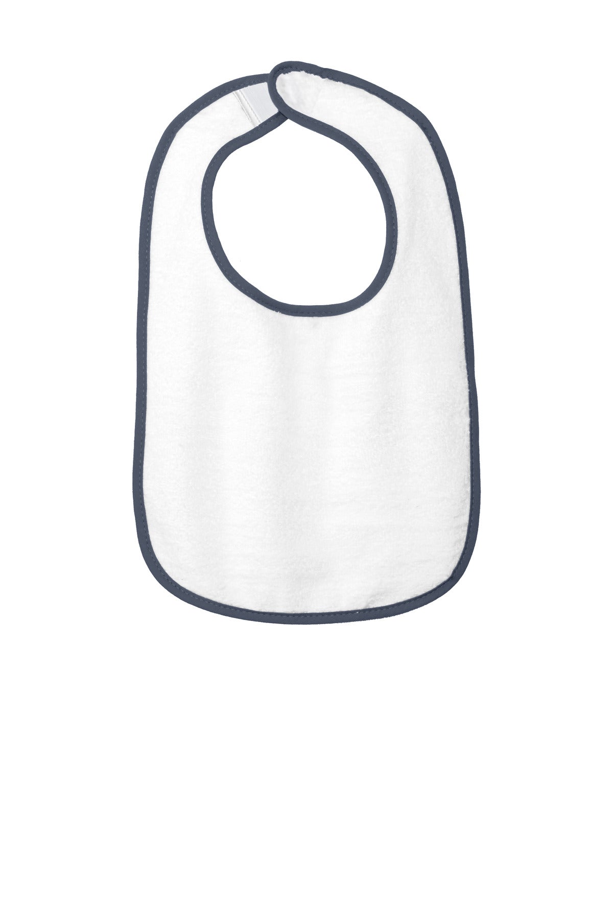 Rabbit Skins Infant Contrast Trim Terry Bib. RS1003 in Navy