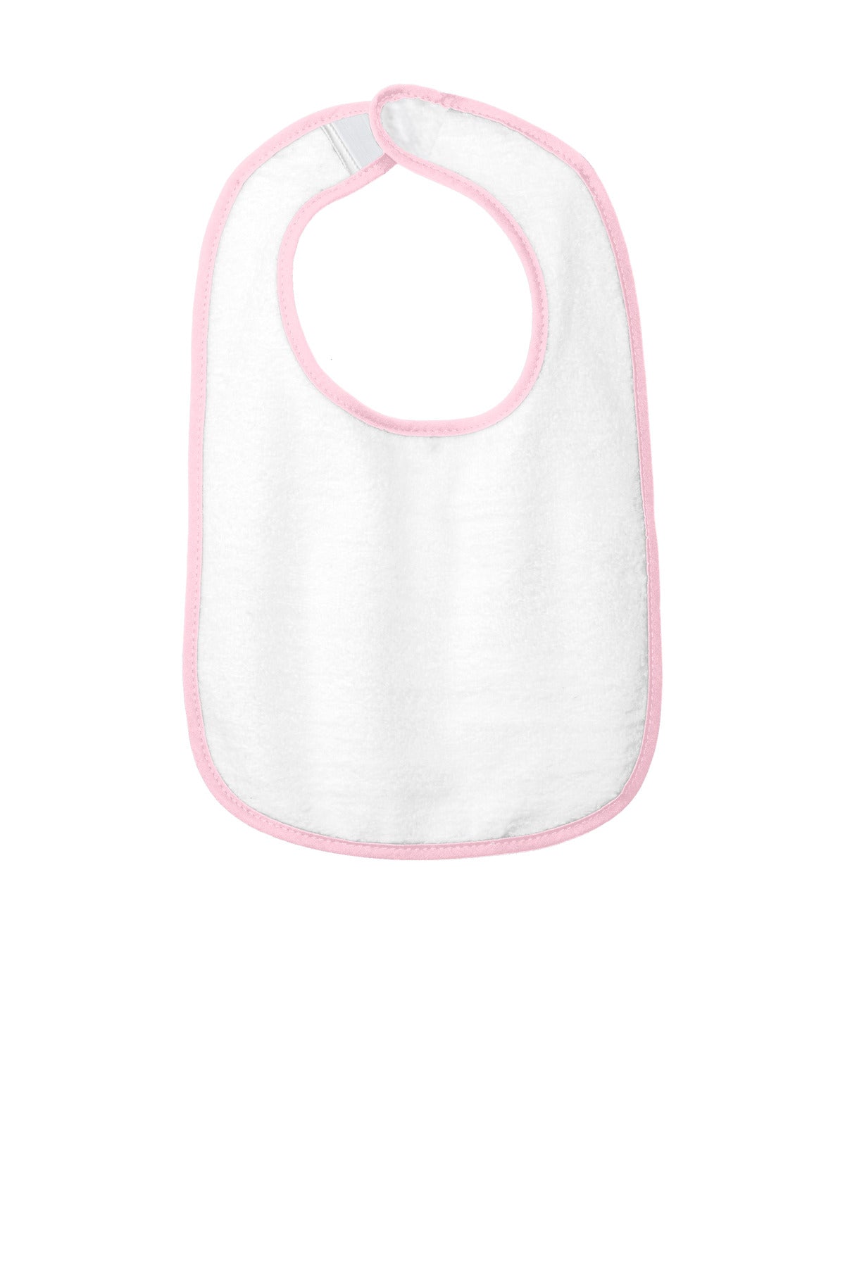Rabbit Skins Infant Contrast Trim Terry Bib. RS1003 in Pink