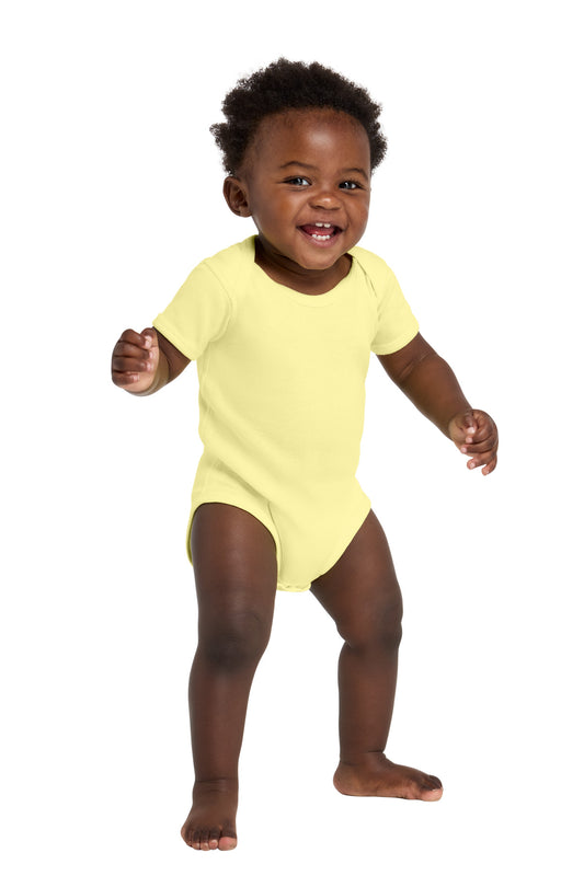 Rabbit Skins Infant Short Sleeve Baby Rib Bodysuit. RS4400 in Banana