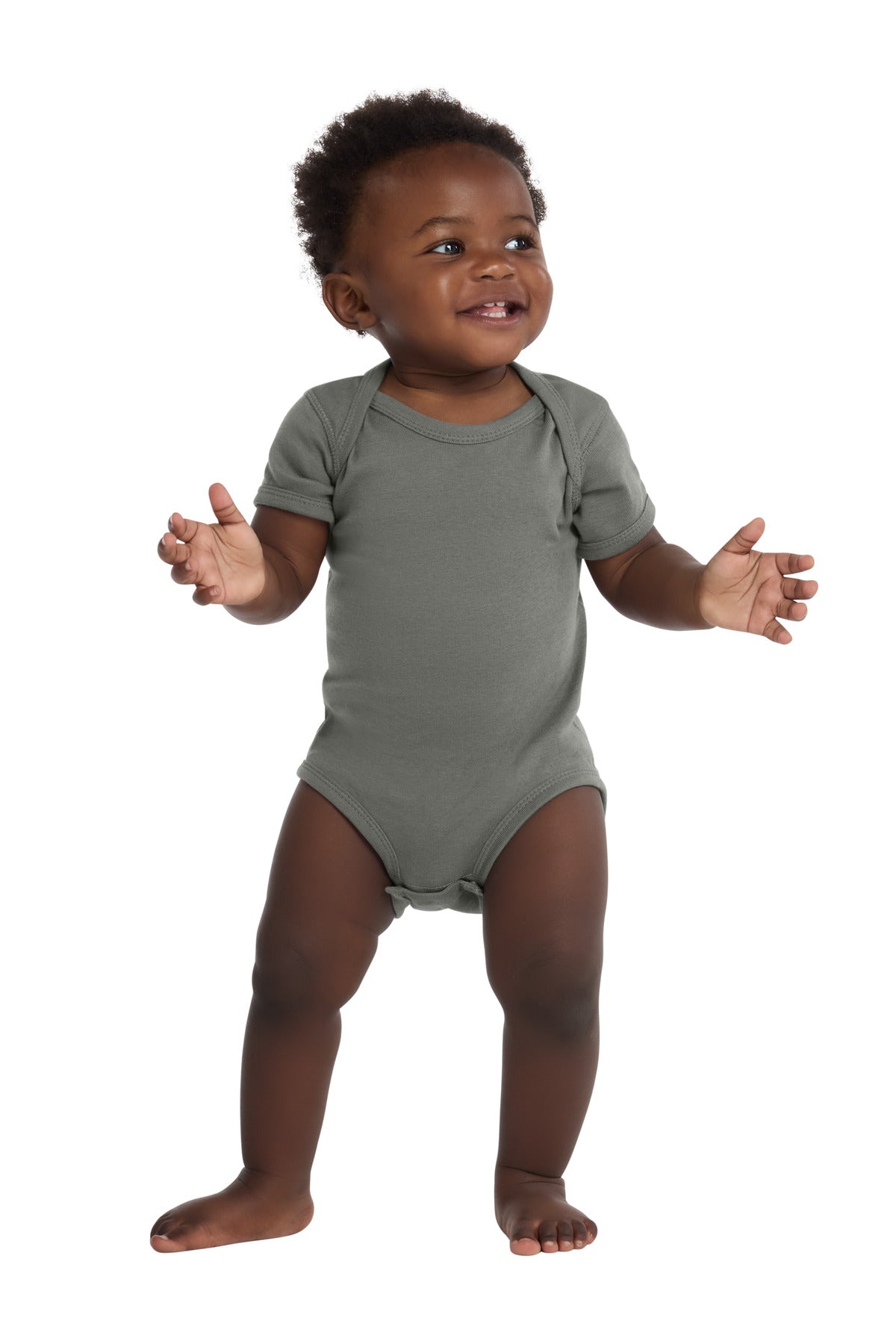 Rabbit Skins Infant Short Sleeve Baby Rib Bodysuit. RS4400 in Charcoal