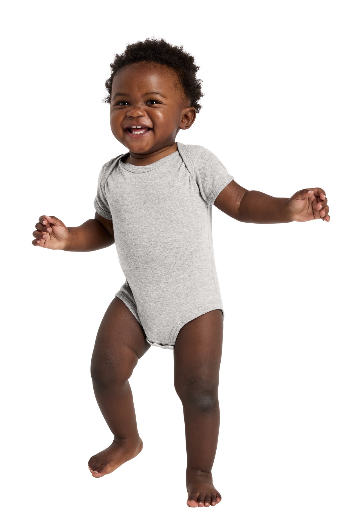 Rabbit Skins Infant Short Sleeve Baby Rib Bodysuit. RS4400 in Heather