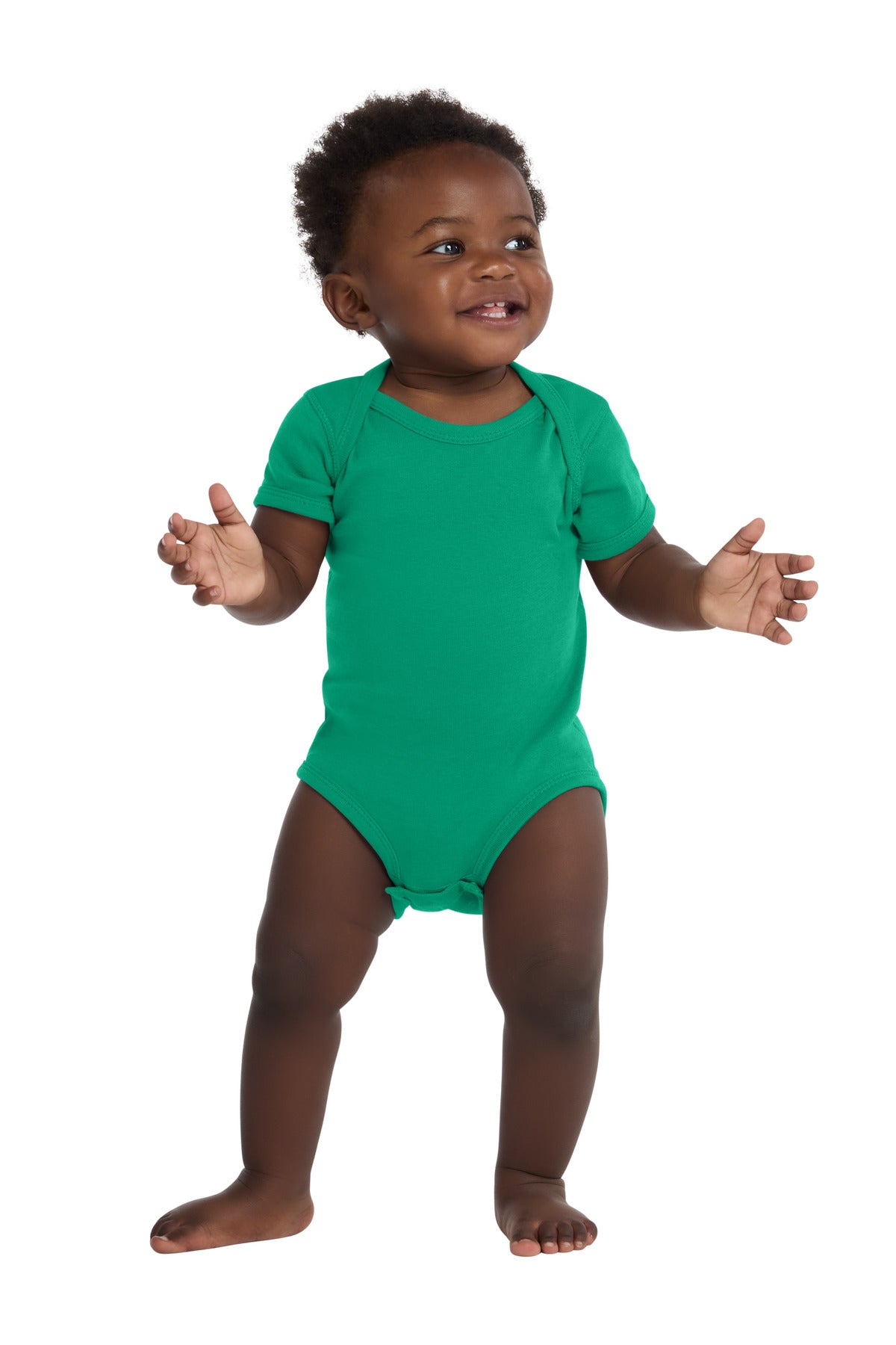 Rabbit Skins Infant Short Sleeve Baby Rib Bodysuit. RS4400 in Kelly