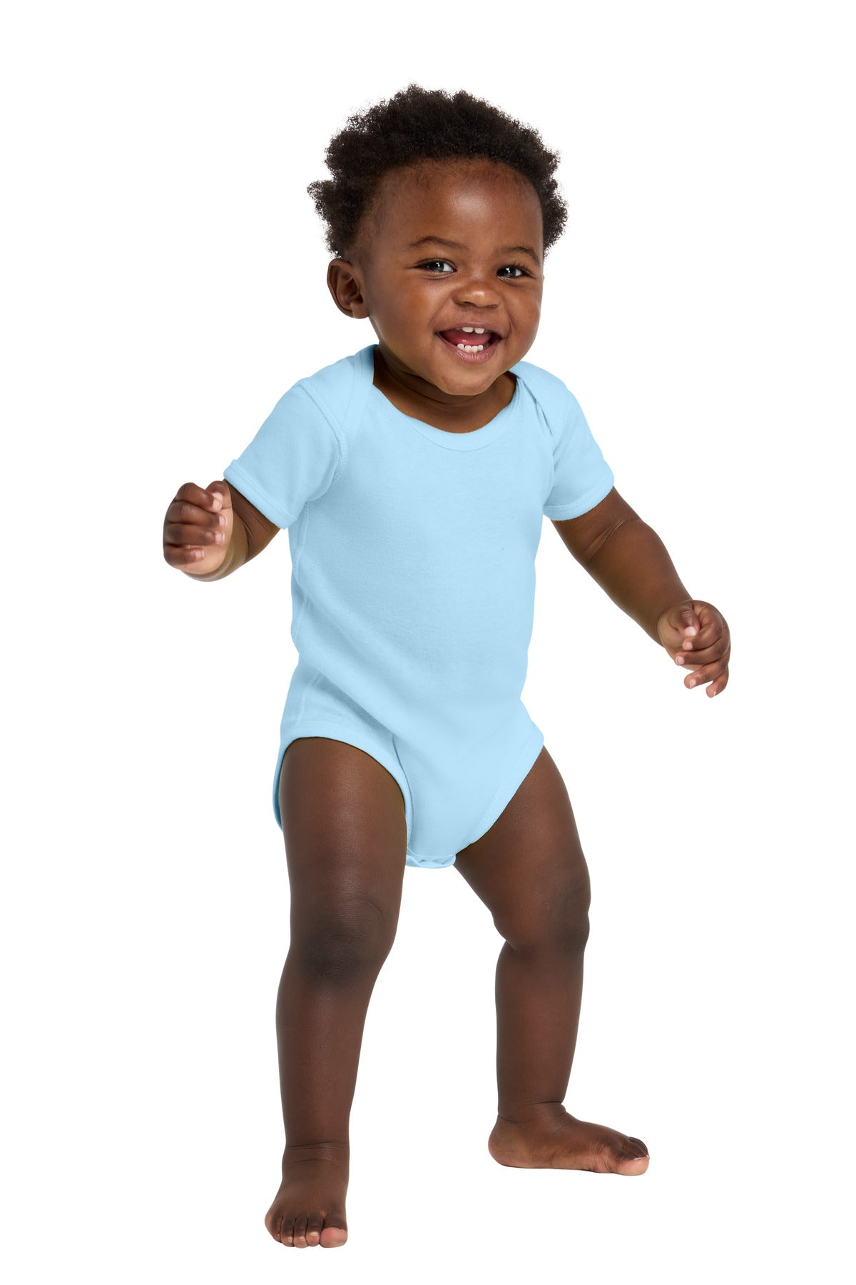 Rabbit Skins Infant Short Sleeve Baby Rib Bodysuit. RS4400 in Light Blue