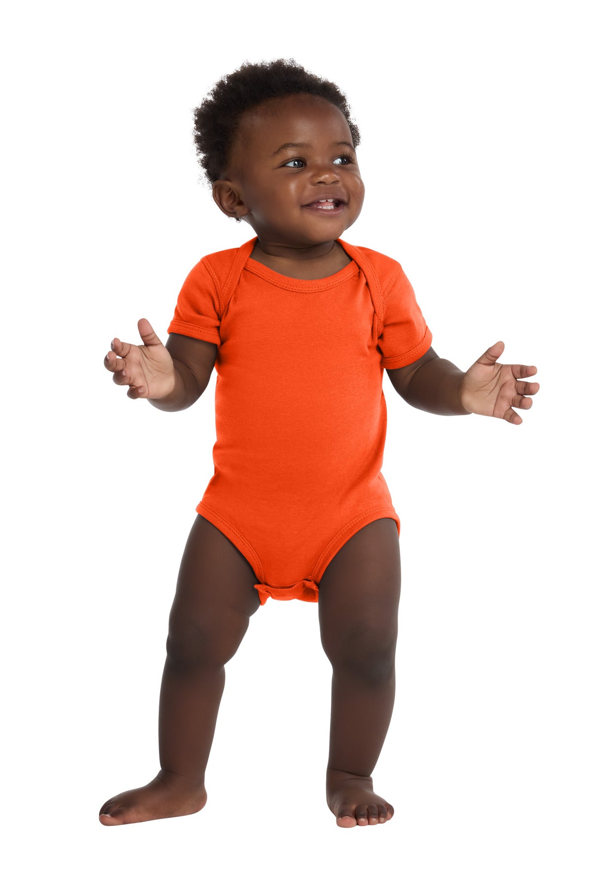 Rabbit Skins Infant Short Sleeve Baby Rib Bodysuit. RS4400 in Orange