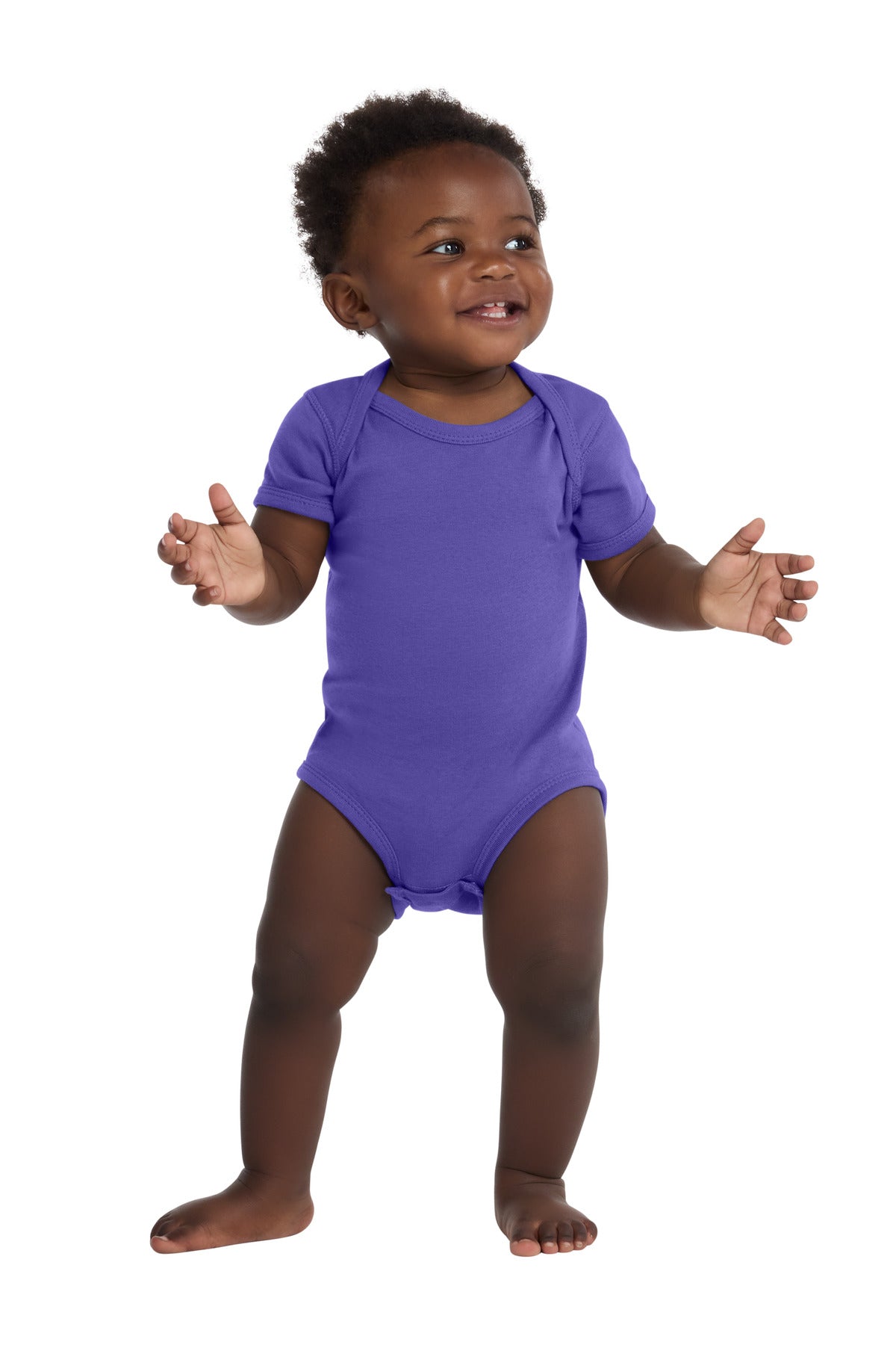 Rabbit Skins Infant Short Sleeve Baby Rib Bodysuit. RS4400 in Purple