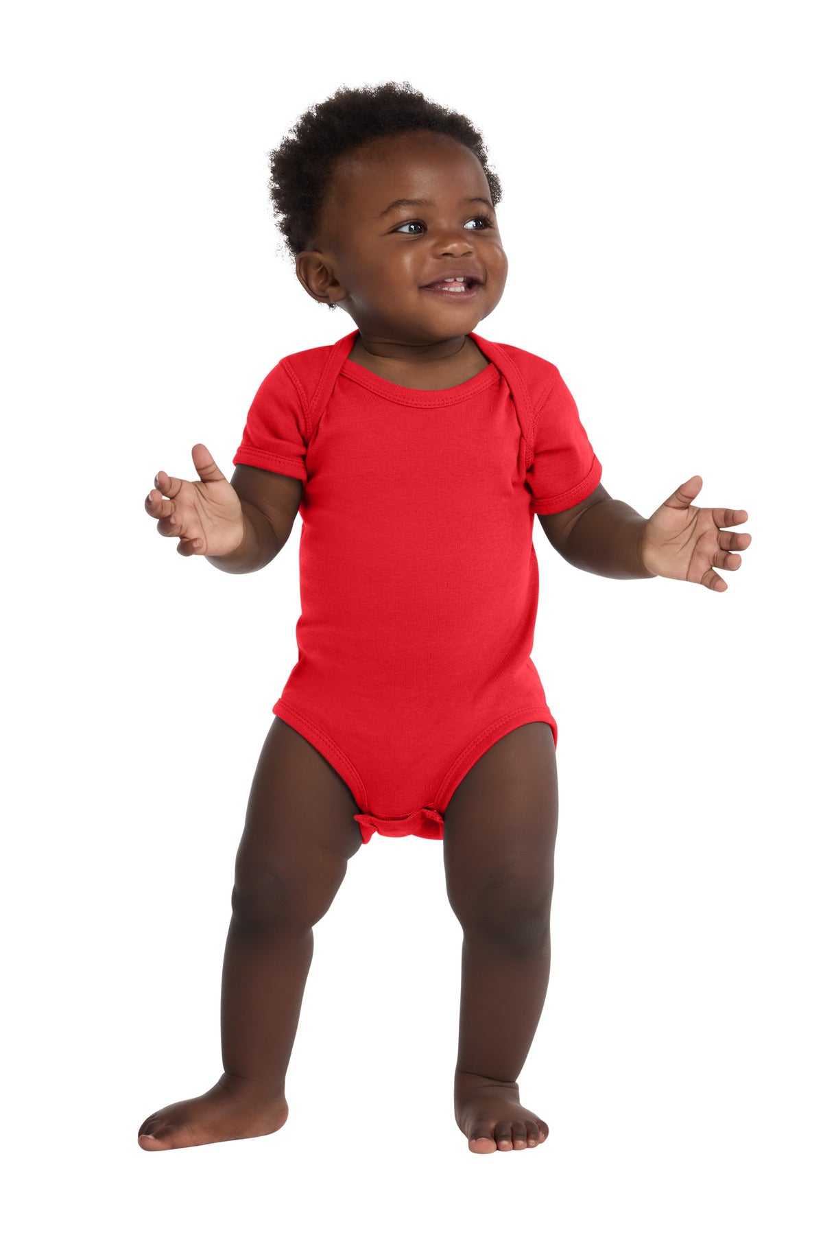 Rabbit Skins Infant Short Sleeve Baby Rib Bodysuit. RS4400 in Red