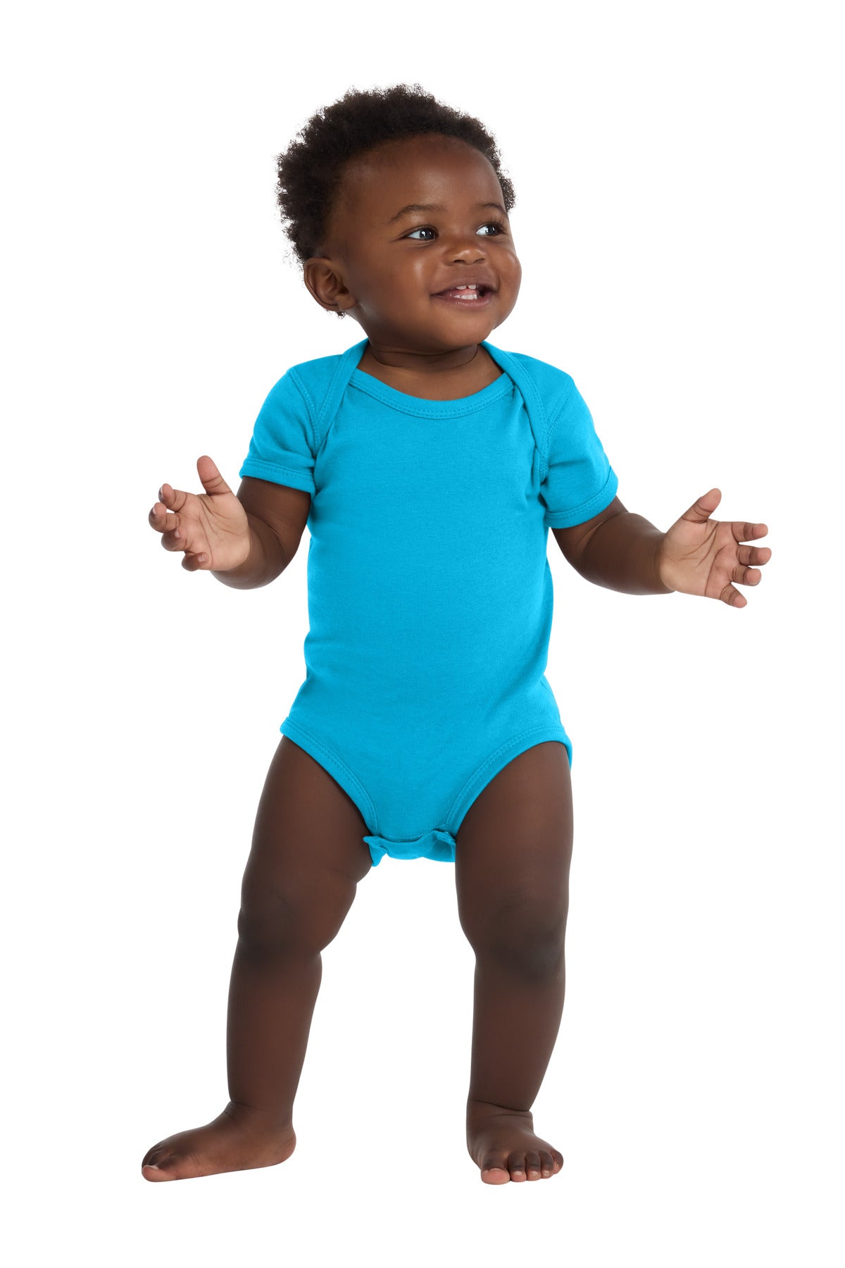 Rabbit Skins Infant Short Sleeve Baby Rib Bodysuit. RS4400 in Turquoise