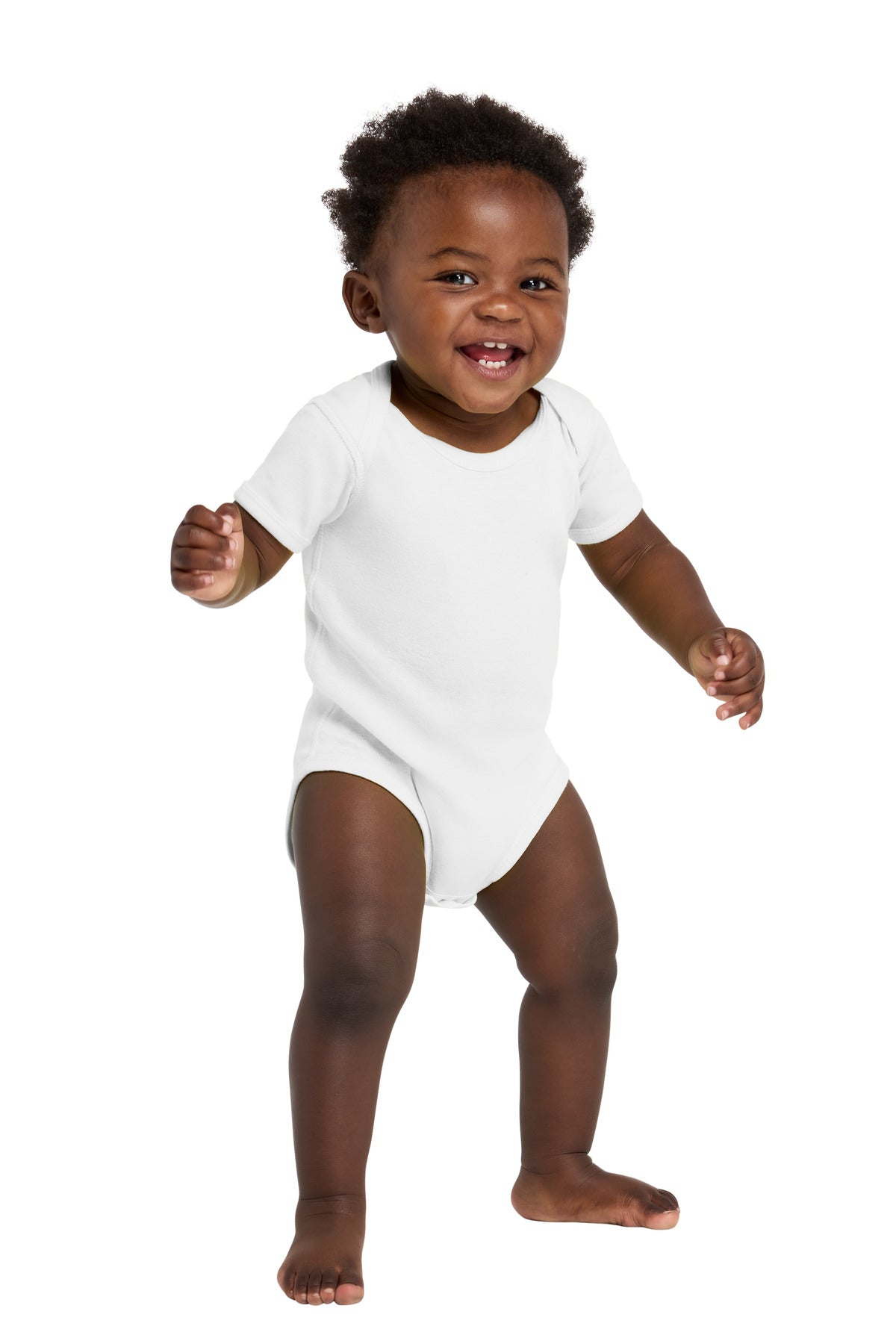 Rabbit Skins Infant Short Sleeve Baby Rib Bodysuit. RS4400 in White
