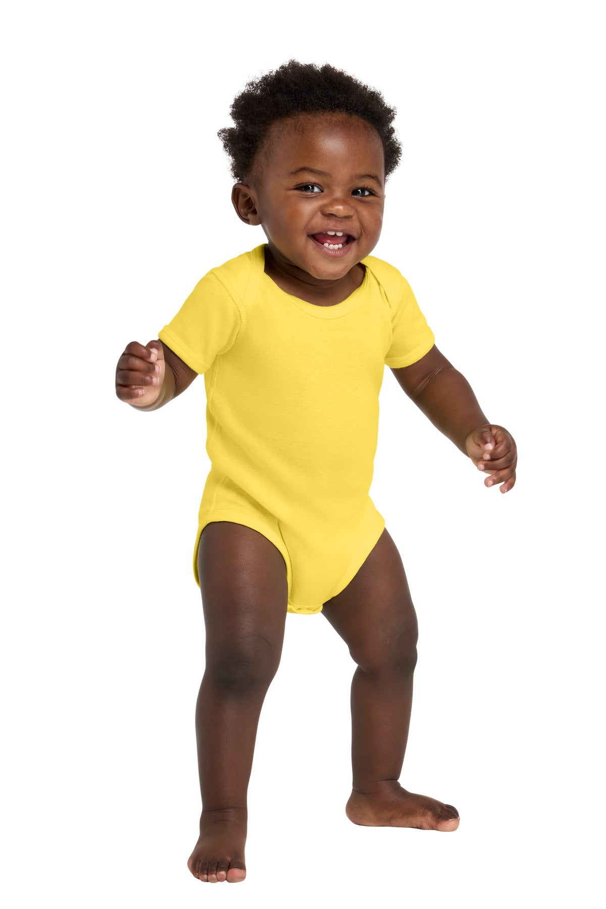 Rabbit Skins Infant Short Sleeve Baby Rib Bodysuit. RS4400 in Yellow